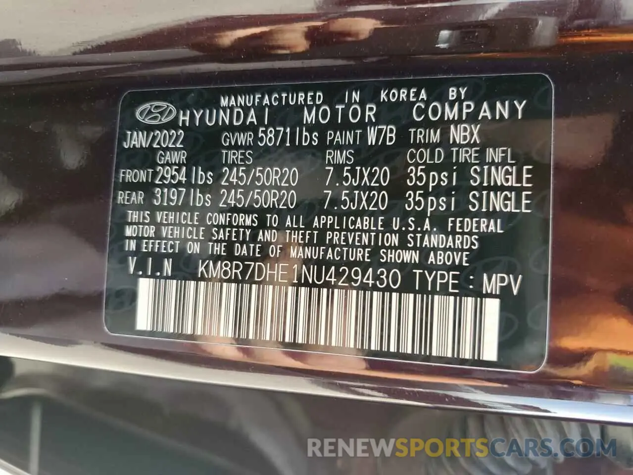 13 Photograph of a damaged car KM8R7DHE1NU429430 HYUNDAI PALISADE 2022
