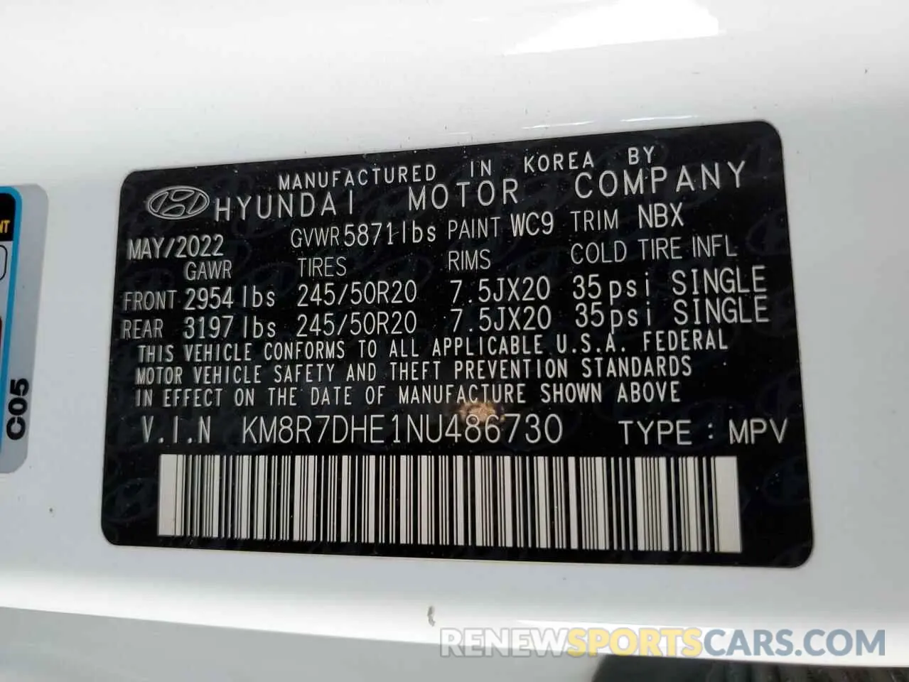 13 Photograph of a damaged car KM8R7DHE1NU486730 HYUNDAI PALISADE 2022