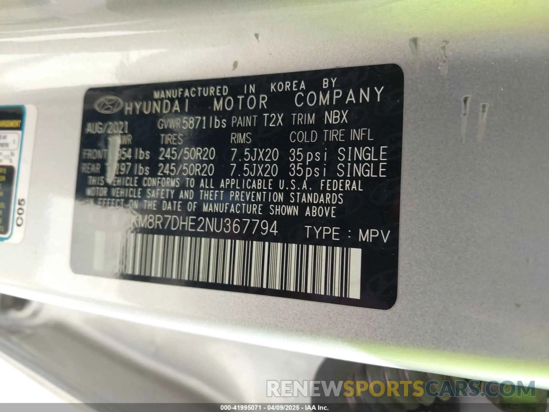9 Photograph of a damaged car KM8R7DHE2NU367794 HYUNDAI PALISADE 2022