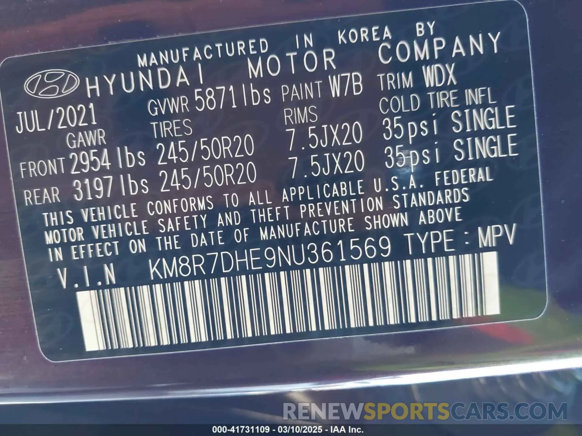 9 Photograph of a damaged car KM8R7DHE9NU361569 HYUNDAI PALISADE 2022