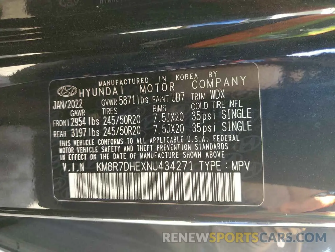 13 Photograph of a damaged car KM8R7DHEXNU434271 HYUNDAI PALISADE 2022