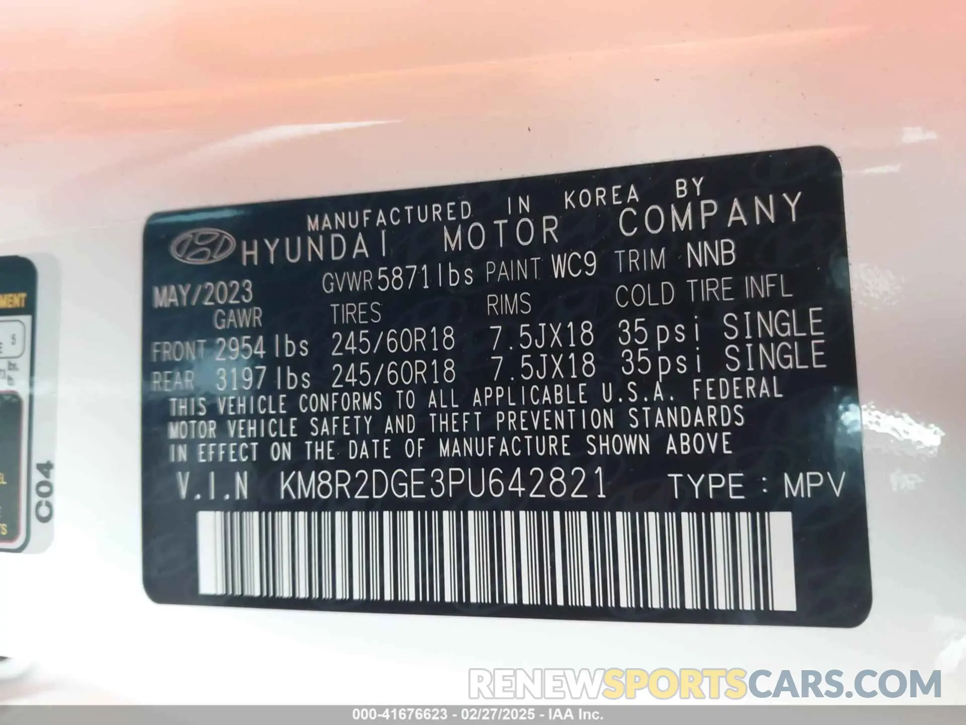 9 Photograph of a damaged car KM8R2DGE3PU642821 HYUNDAI PALISADE 2023