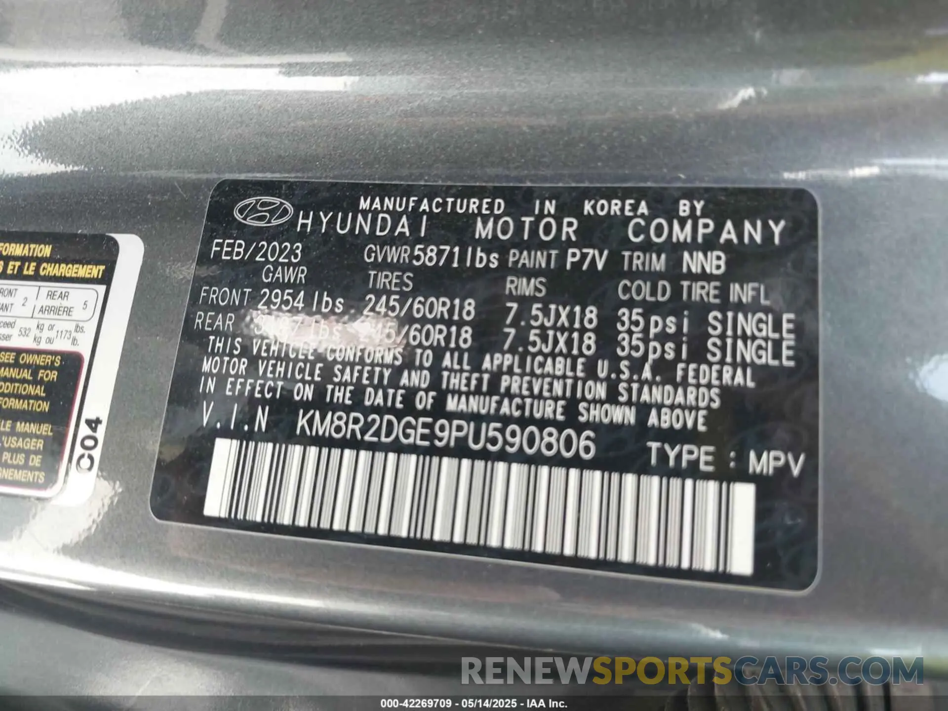 9 Photograph of a damaged car KM8R2DGE9PU590806 HYUNDAI PALISADE 2023