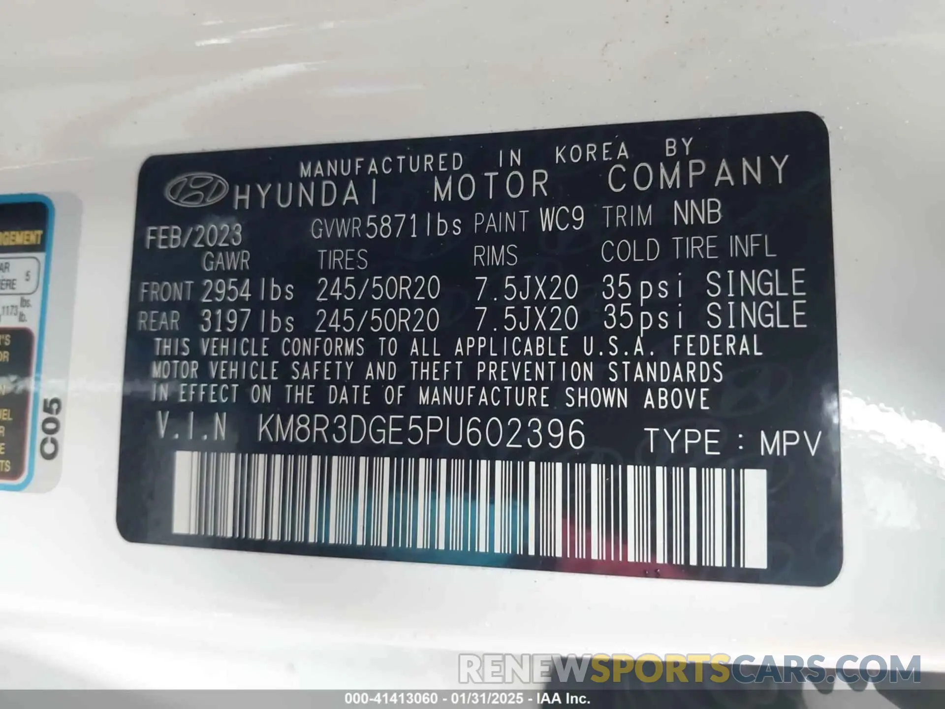 9 Photograph of a damaged car KM8R3DGE5PU602396 HYUNDAI PALISADE 2023