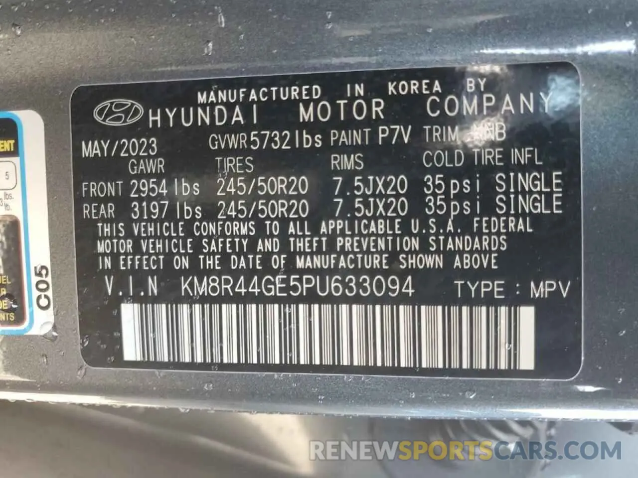 14 Photograph of a damaged car KM8R44GE5PU633094 HYUNDAI PALISADE 2023