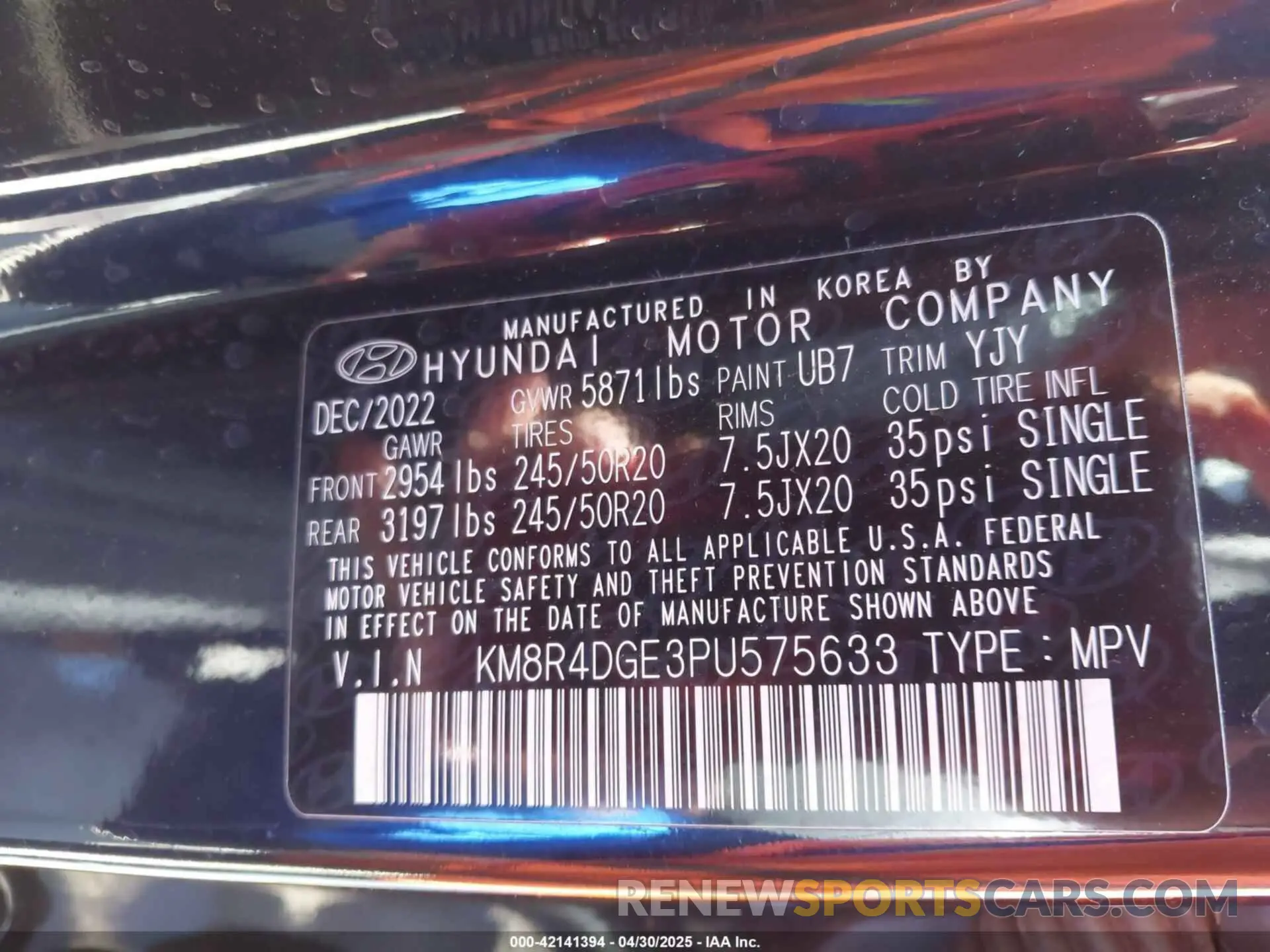 9 Photograph of a damaged car KM8R4DGE3PU575633 HYUNDAI PALISADE 2023