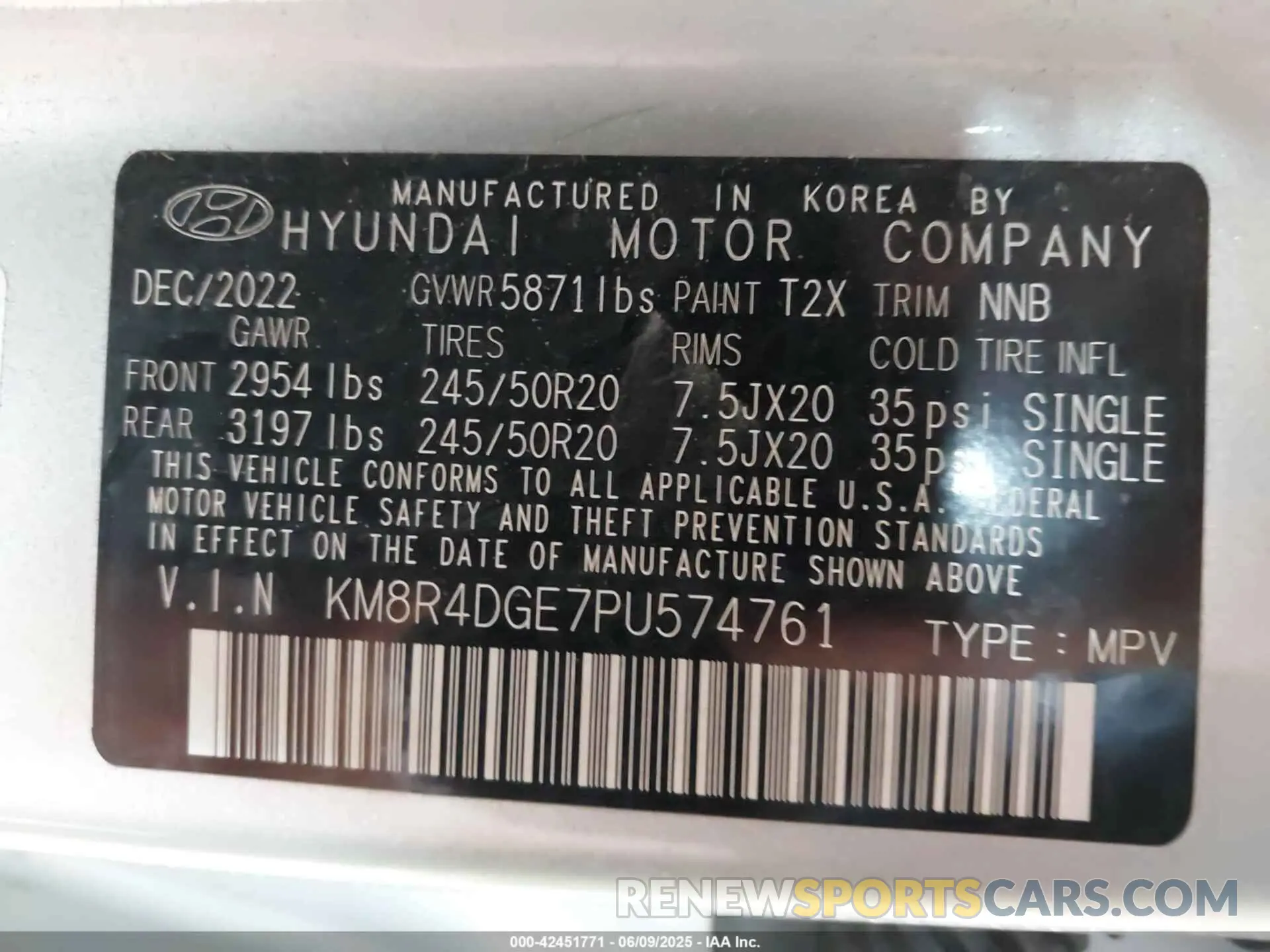 9 Photograph of a damaged car KM8R4DGE7PU574761 HYUNDAI PALISADE 2023