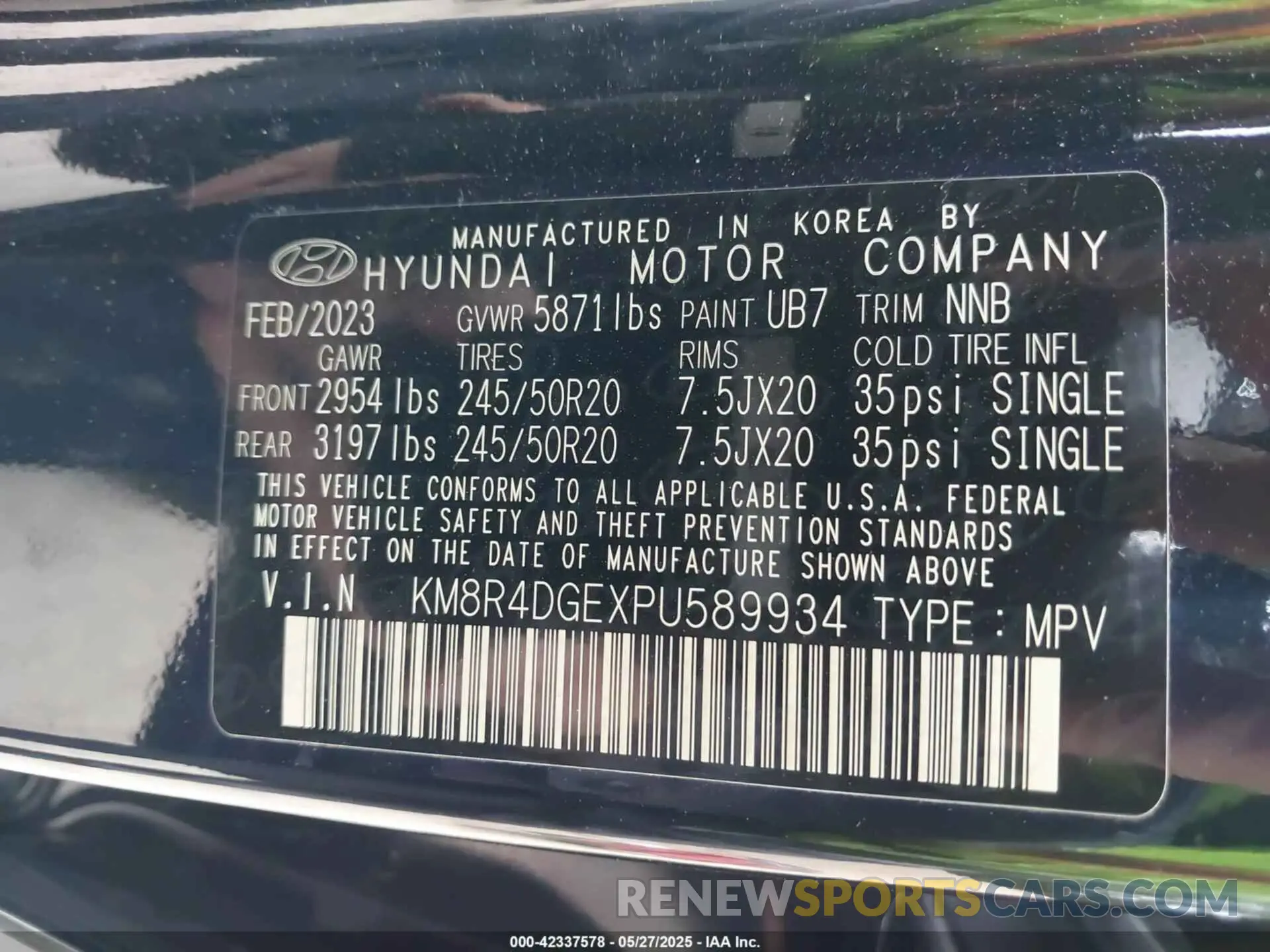 9 Photograph of a damaged car KM8R4DGEXPU589934 HYUNDAI PALISADE 2023
