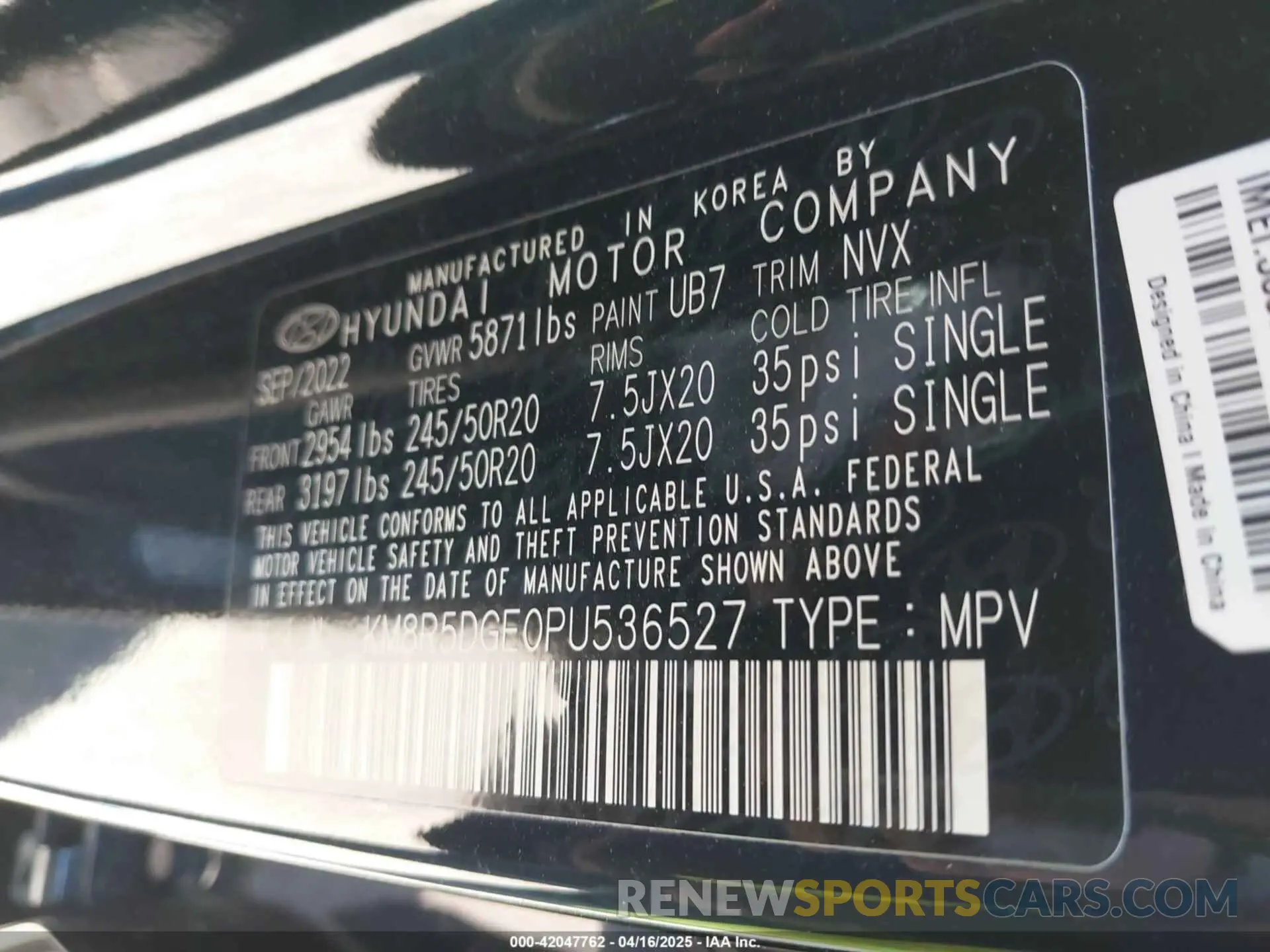 9 Photograph of a damaged car KM8R5DGE0PU536527 HYUNDAI PALISADE 2023