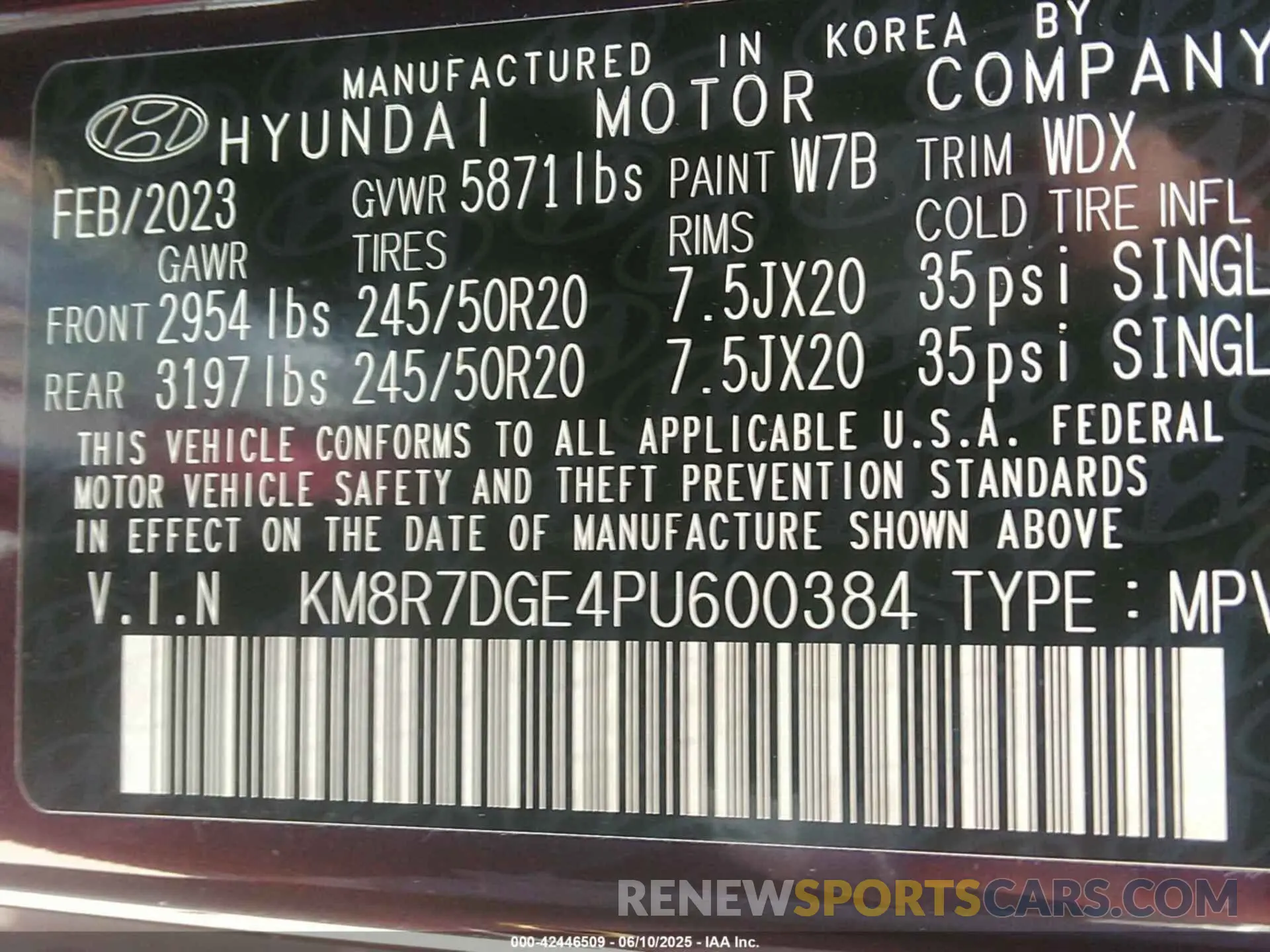 9 Photograph of a damaged car KM8R7DGE4PU600384 HYUNDAI PALISADE 2023