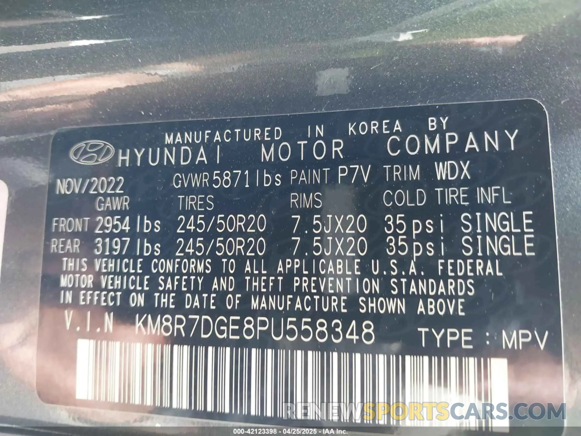 9 Photograph of a damaged car KM8R7DGE8PU558348 HYUNDAI PALISADE 2023