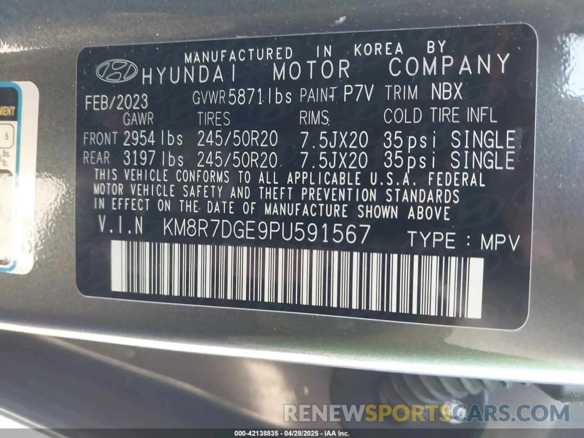 9 Photograph of a damaged car KM8R7DGE9PU591567 HYUNDAI PALISADE 2023