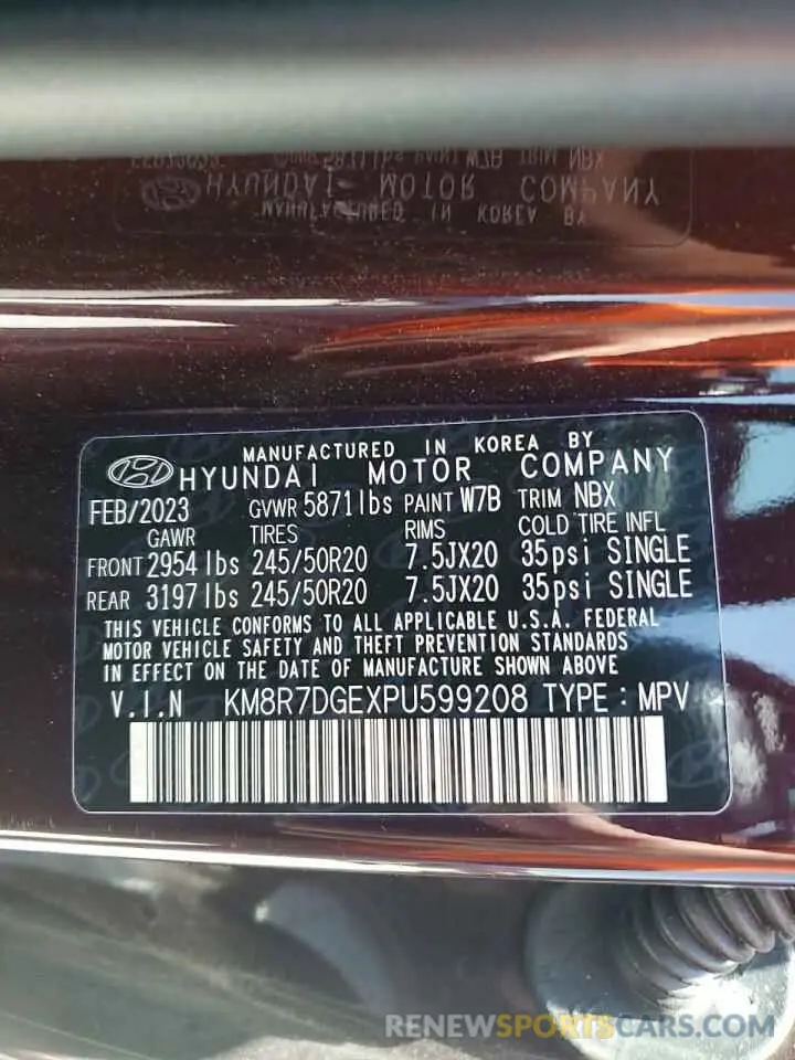 13 Photograph of a damaged car KM8R7DGEXPU599208 HYUNDAI PALISADE 2023