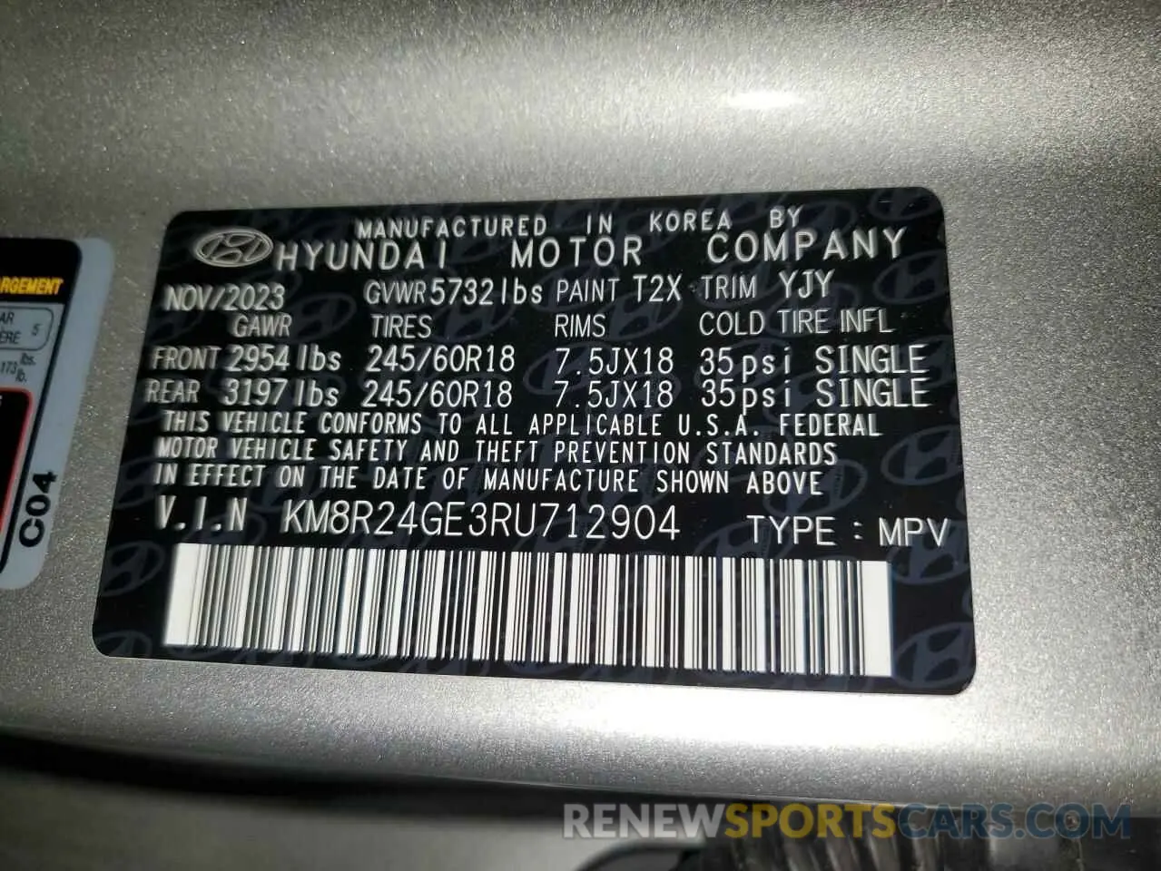14 Photograph of a damaged car KM8R24GE3RU712904 HYUNDAI PALISADE 2024