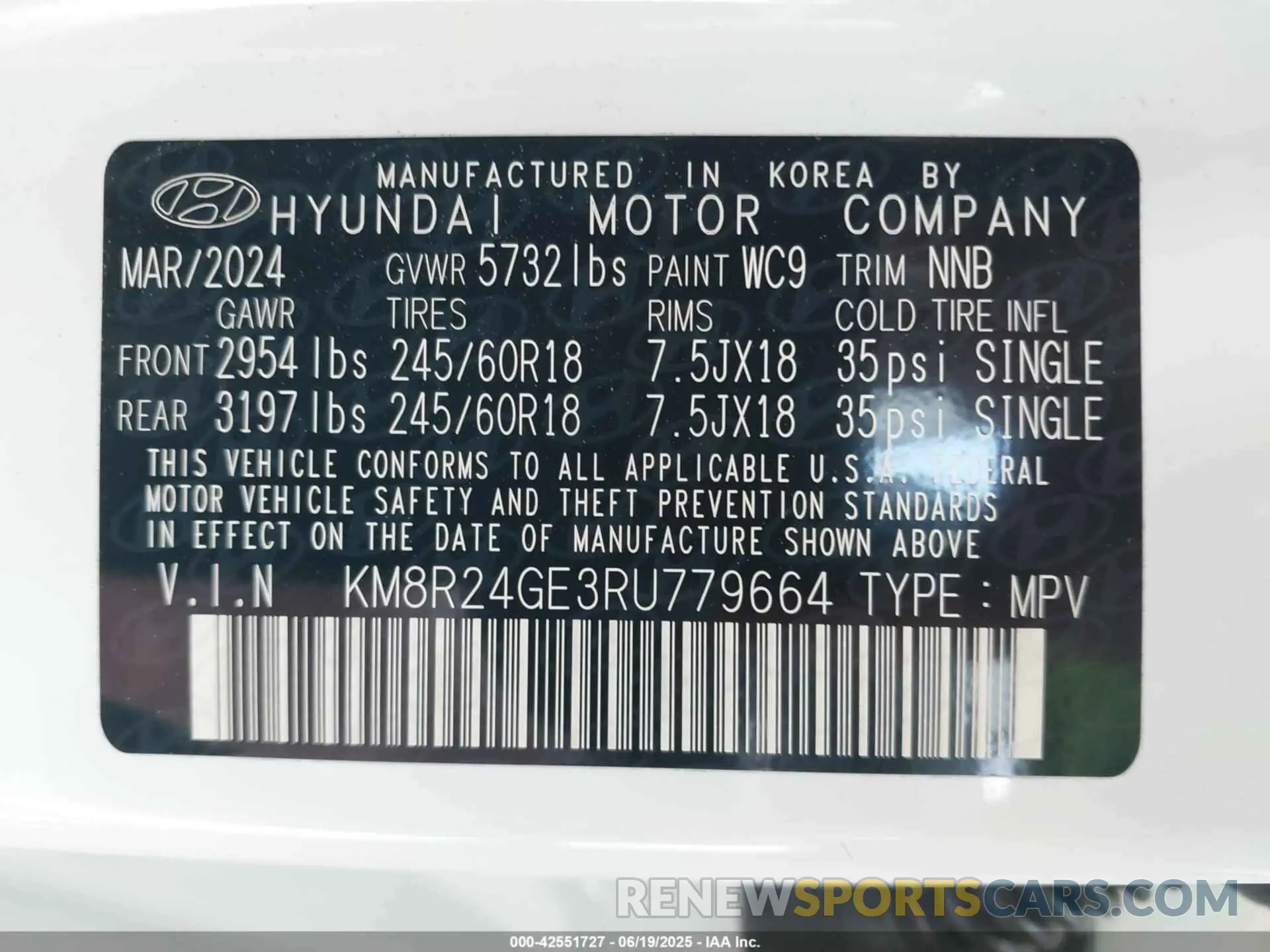 9 Photograph of a damaged car KM8R24GE3RU779664 HYUNDAI PALISADE 2024
