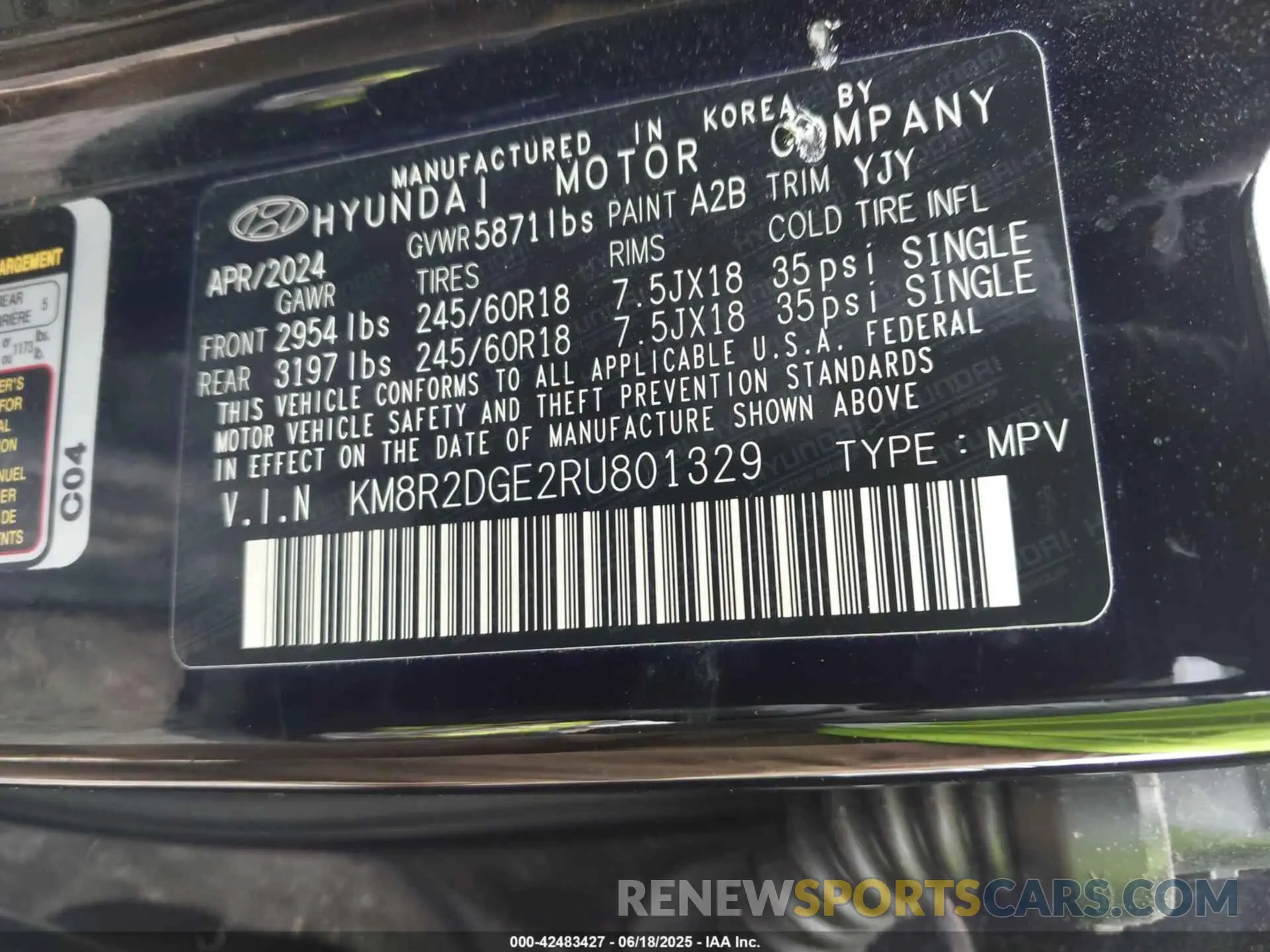 9 Photograph of a damaged car KM8R2DGE2RU801329 HYUNDAI PALISADE 2024