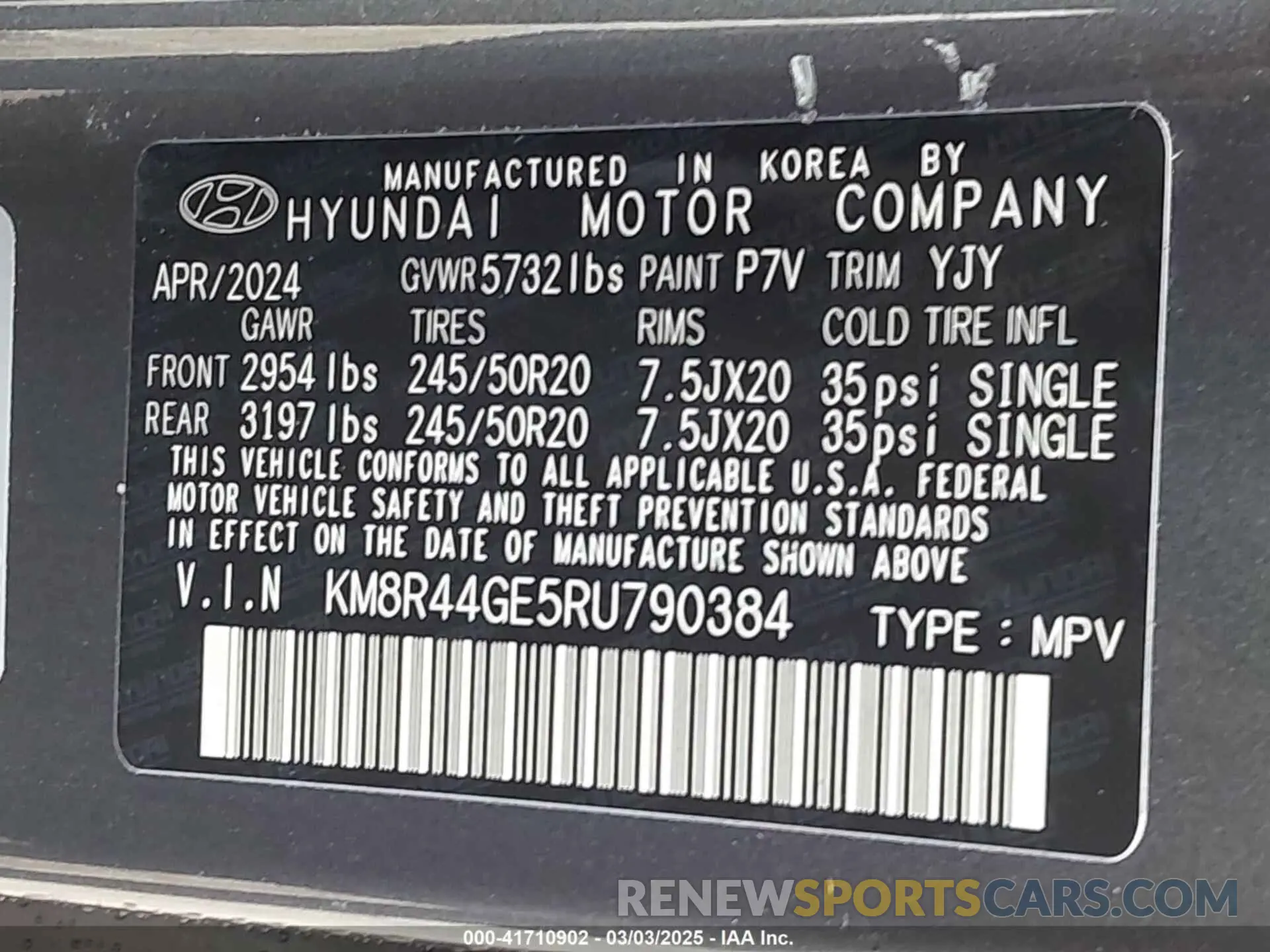 9 Photograph of a damaged car KM8R44GE5RU790384 HYUNDAI PALISADE 2024