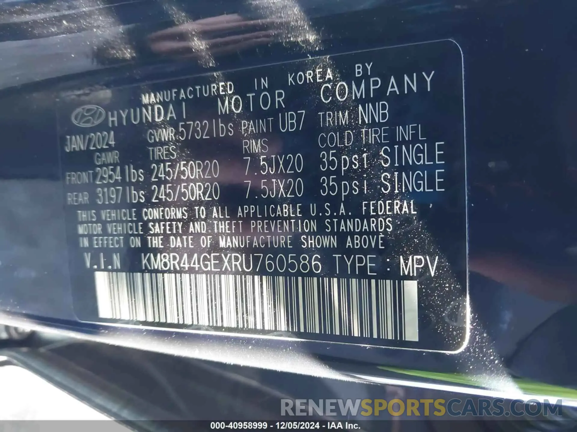 9 Photograph of a damaged car KM8R44GEXRU760586 HYUNDAI PALISADE 2024