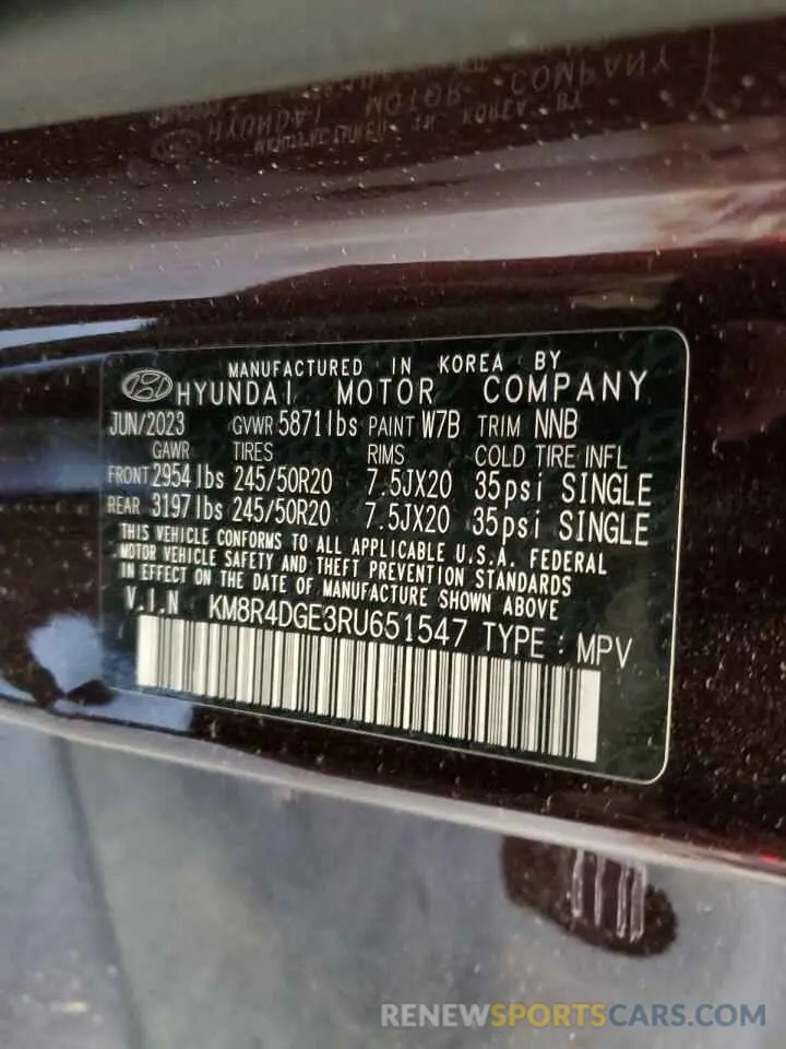 13 Photograph of a damaged car KM8R4DGE3RU651547 HYUNDAI PALISADE 2024