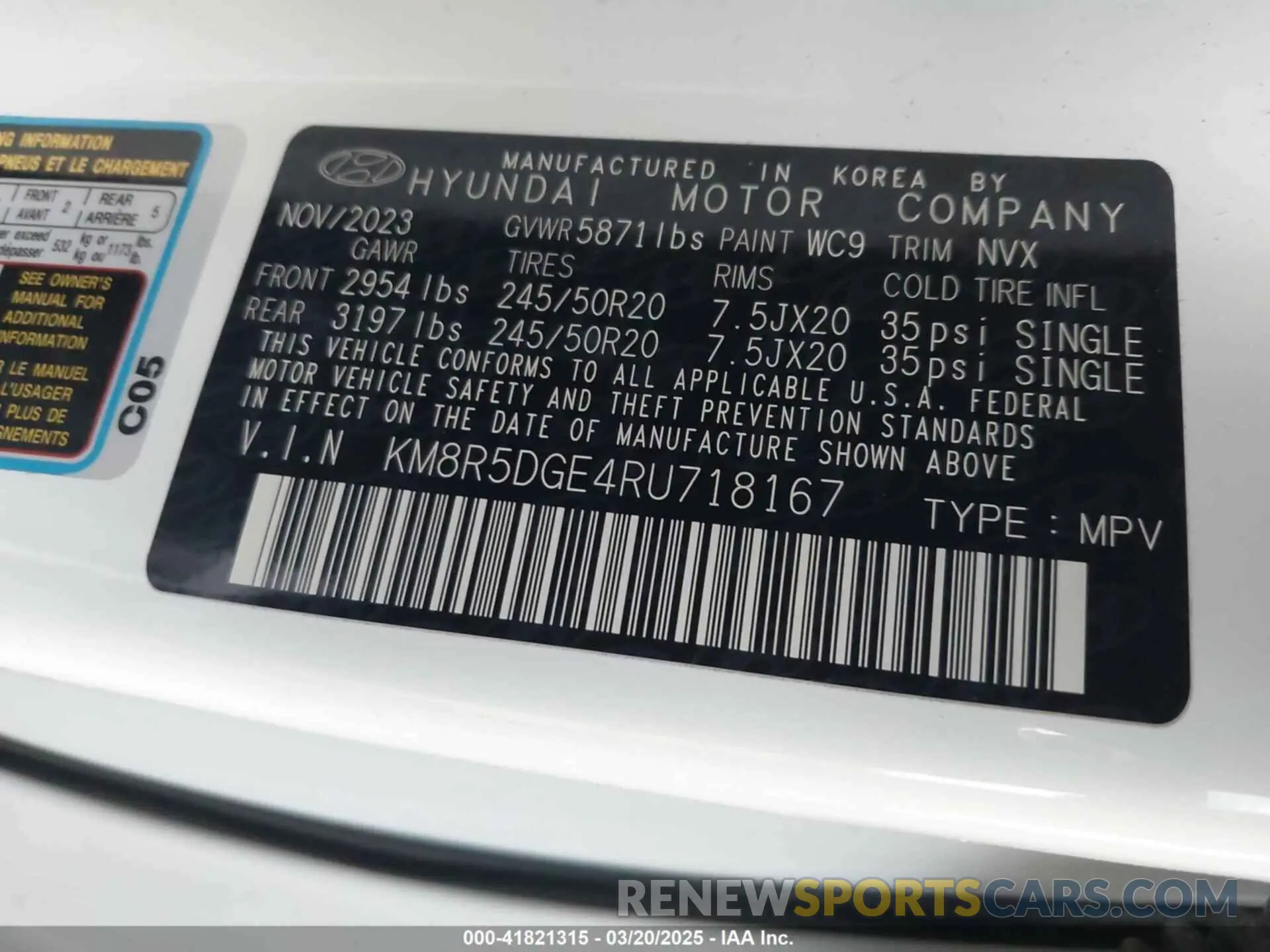 9 Photograph of a damaged car KM8R5DGE4RU718167 HYUNDAI PALISADE 2024