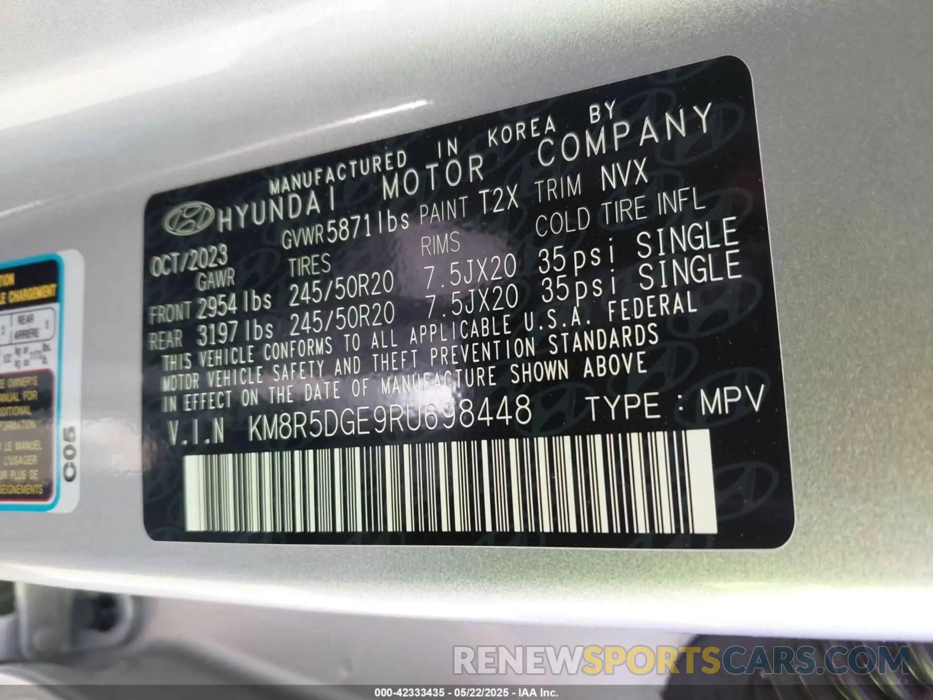 9 Photograph of a damaged car KM8R5DGE9RU698448 HYUNDAI PALISADE 2024
