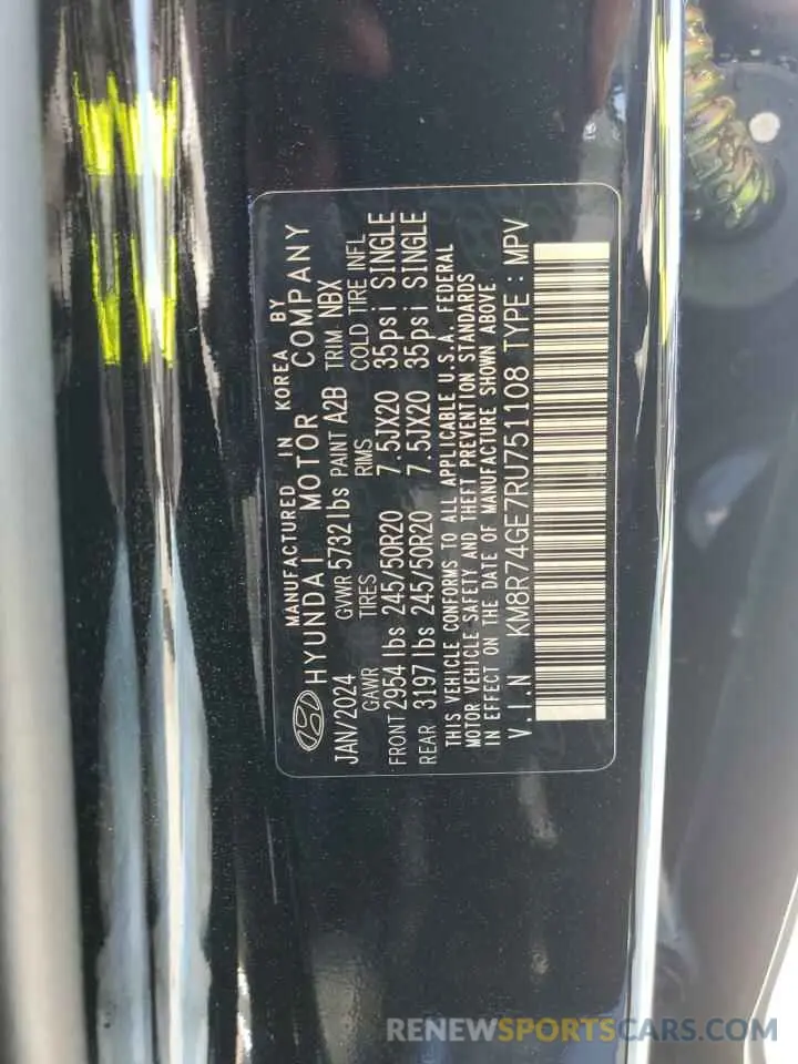 13 Photograph of a damaged car KM8R74GE7RU751108 HYUNDAI PALISADE 2024