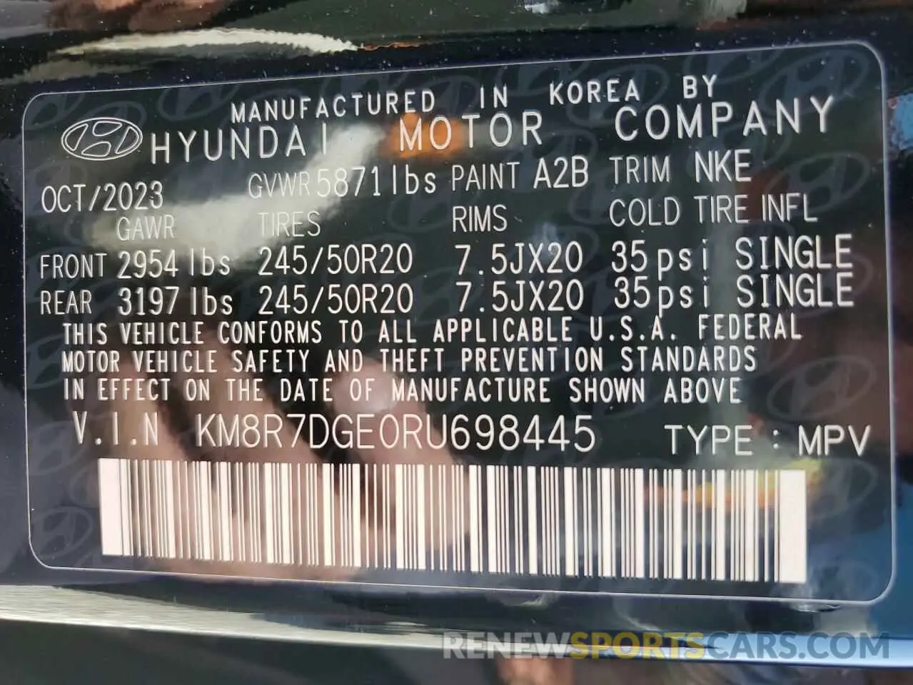 14 Photograph of a damaged car KM8R7DGE0RU698445 HYUNDAI PALISADE 2024