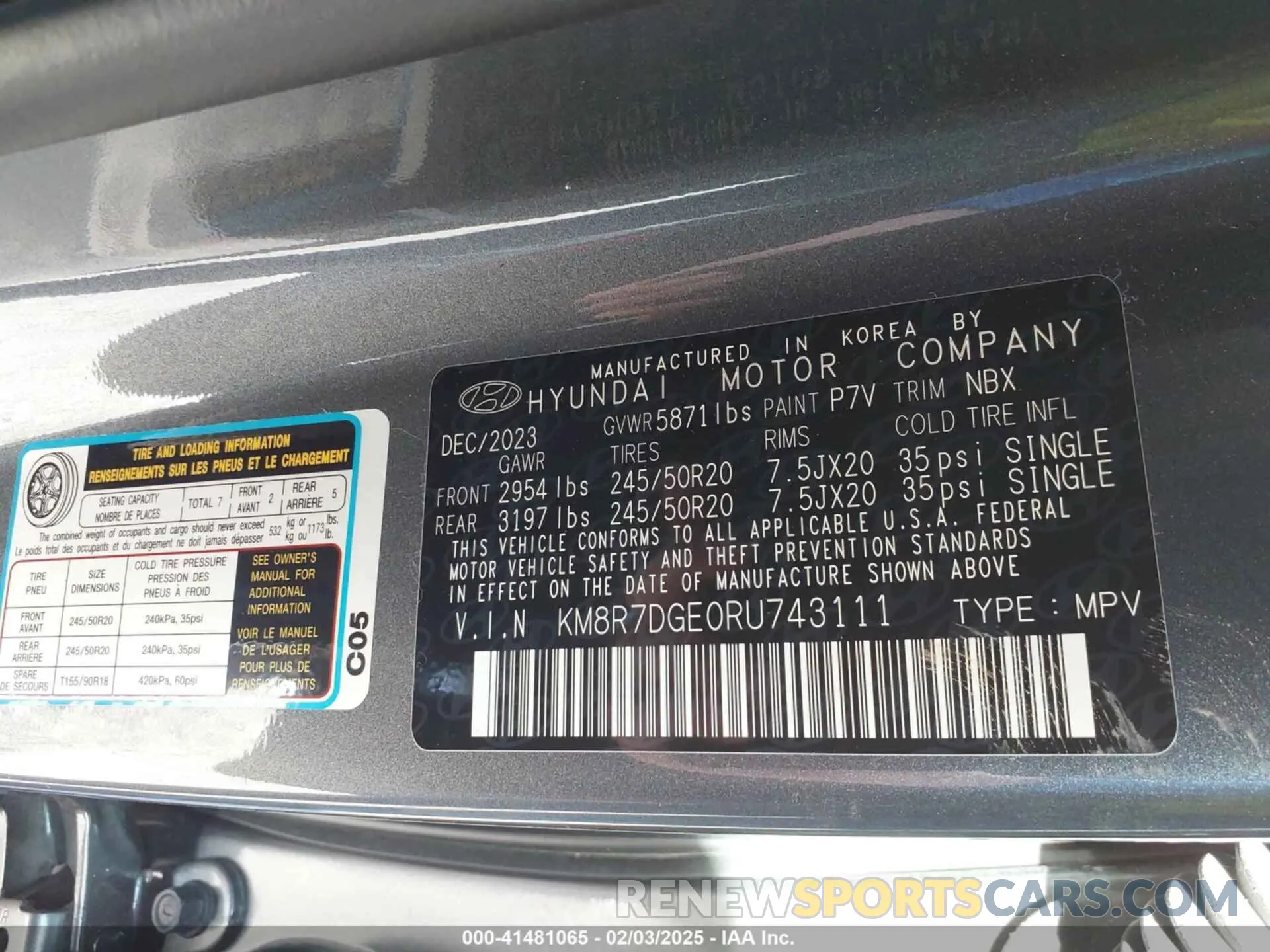 9 Photograph of a damaged car KM8R7DGE0RU743111 HYUNDAI PALISADE 2024