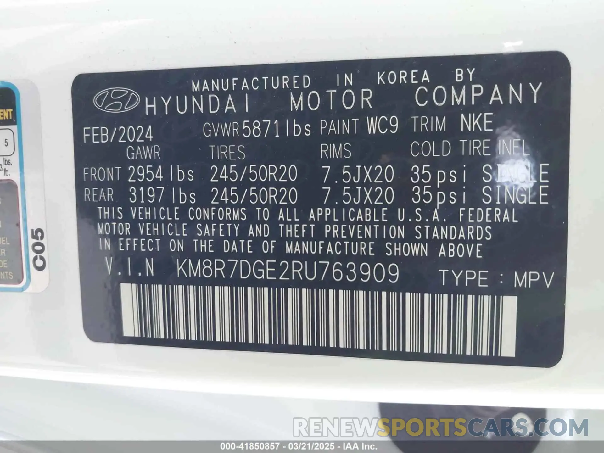 9 Photograph of a damaged car KM8R7DGE2RU763909 HYUNDAI PALISADE 2024