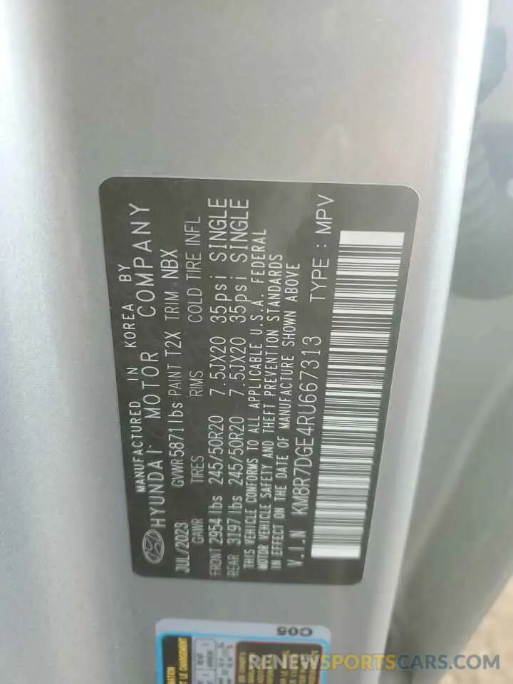 13 Photograph of a damaged car KM8R7DGE4RU667313 HYUNDAI PALISADE 2024