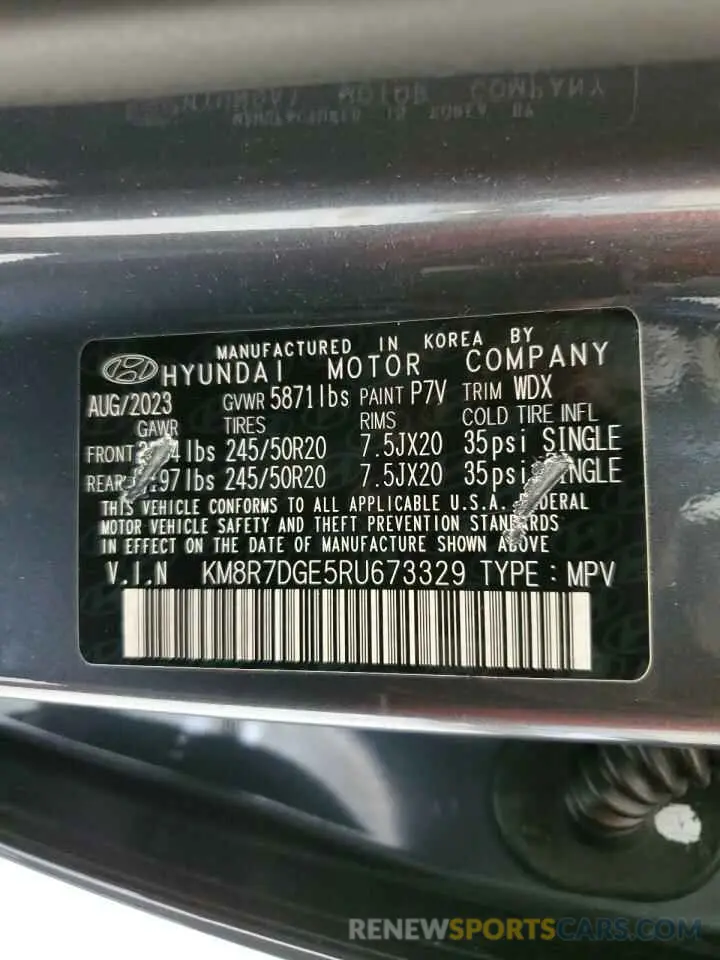 13 Photograph of a damaged car KM8R7DGE5RU673329 HYUNDAI PALISADE 2024
