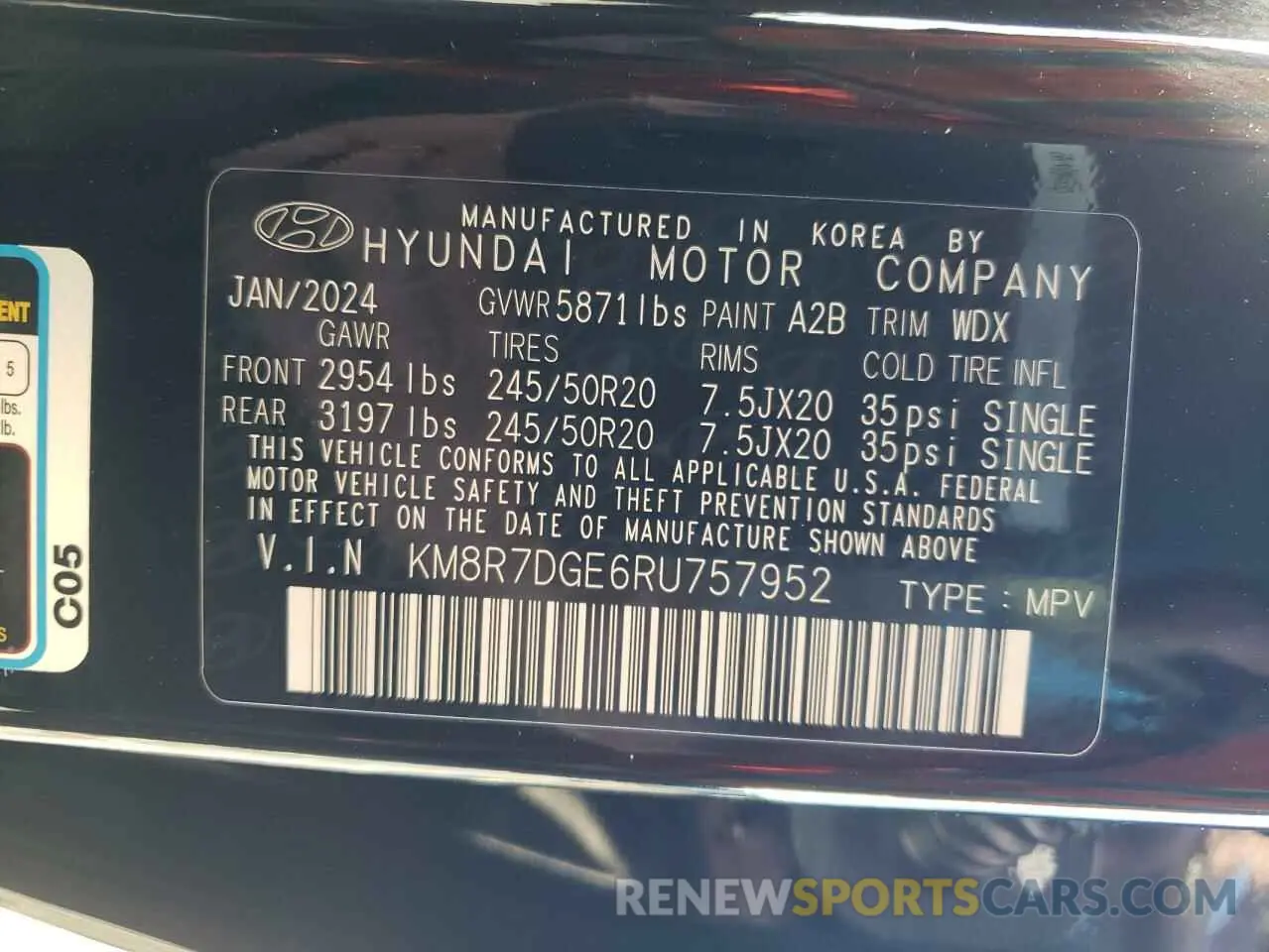 13 Photograph of a damaged car KM8R7DGE6RU757952 HYUNDAI PALISADE 2024