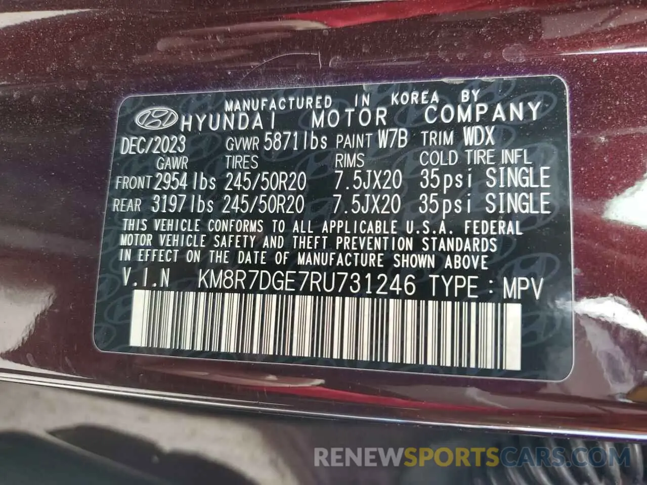 14 Photograph of a damaged car KM8R7DGE7RU731246 HYUNDAI PALISADE 2024