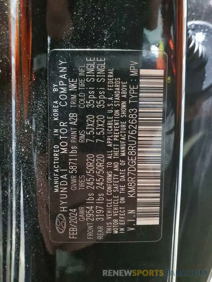 14 Photograph of a damaged car KM8R7DGE8RU762683 HYUNDAI PALISADE 2024