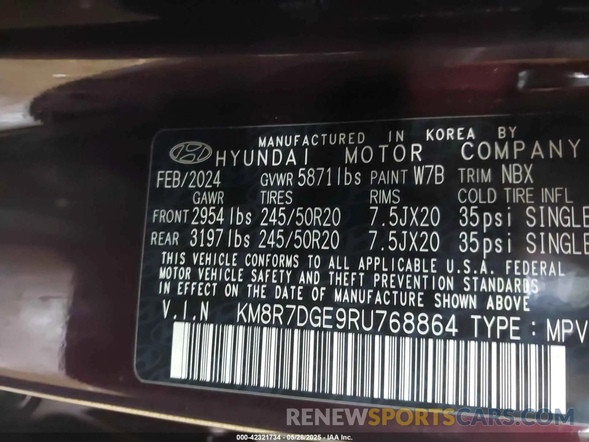 9 Photograph of a damaged car KM8R7DGE9RU768864 HYUNDAI PALISADE 2024