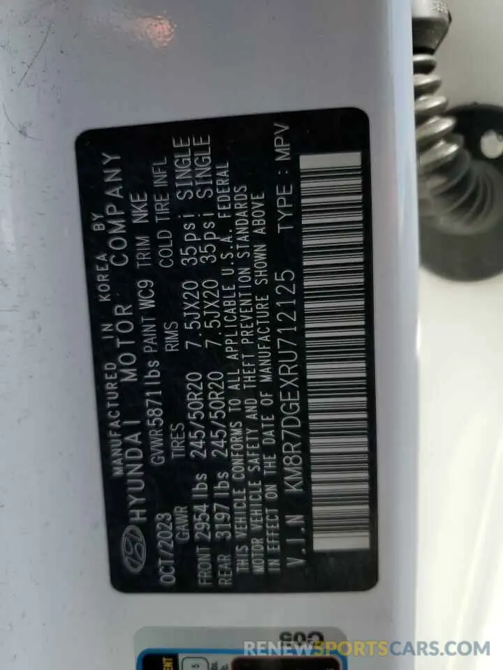 13 Photograph of a damaged car KM8R7DGEXRU712125 HYUNDAI PALISADE 2024