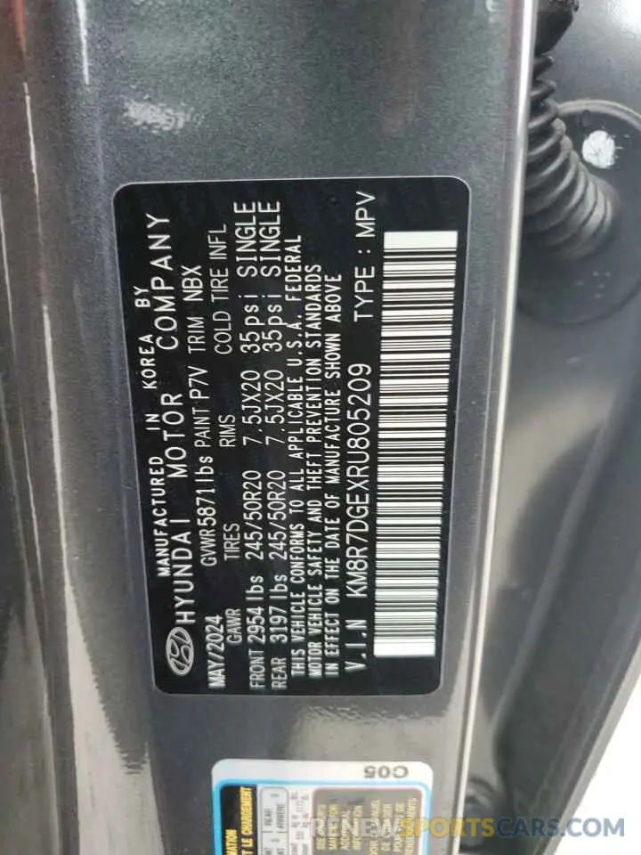 13 Photograph of a damaged car KM8R7DGEXRU805209 HYUNDAI PALISADE 2024