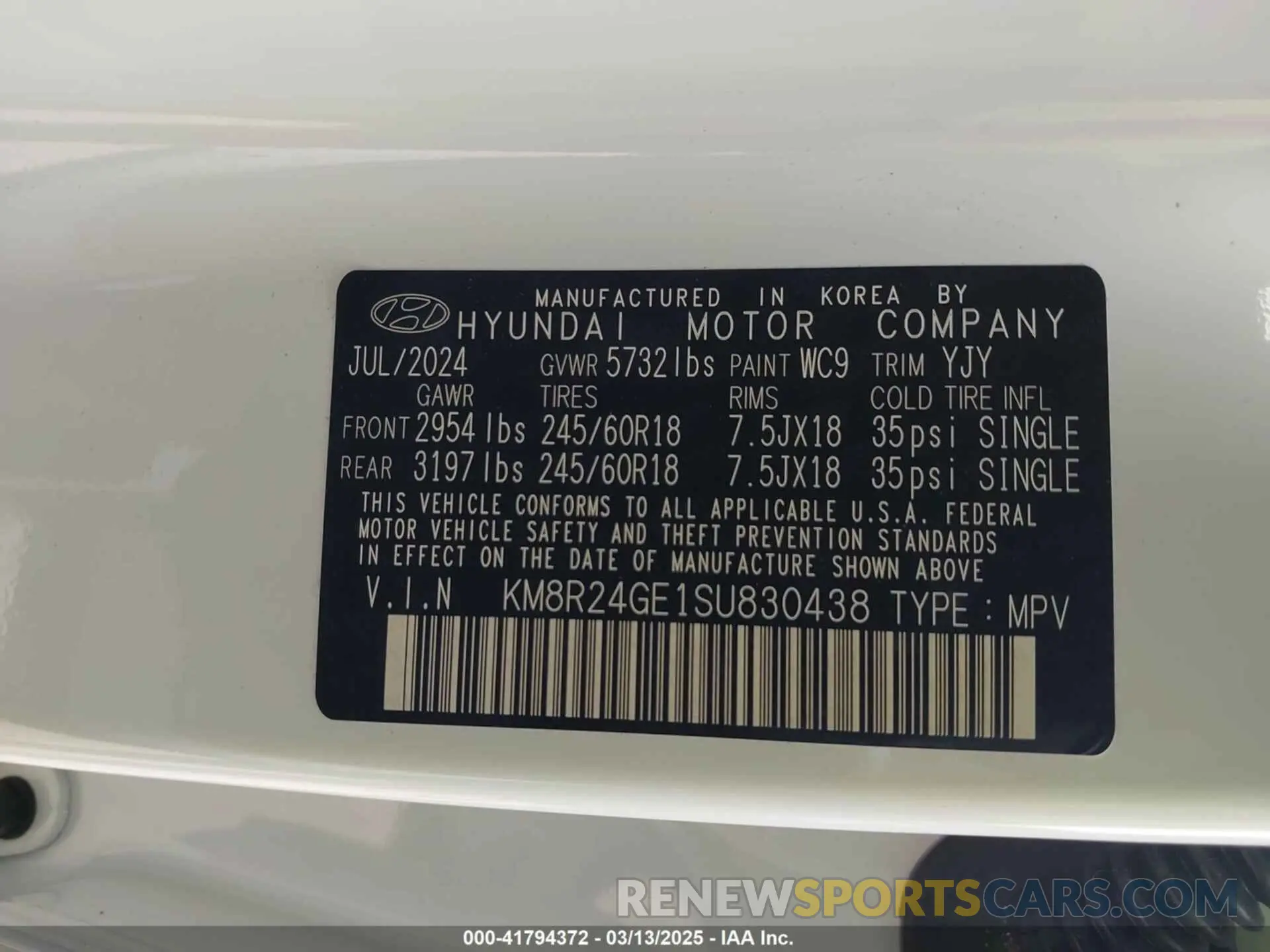 9 Photograph of a damaged car KM8R24GE1SU830438 HYUNDAI PALISADE 2025