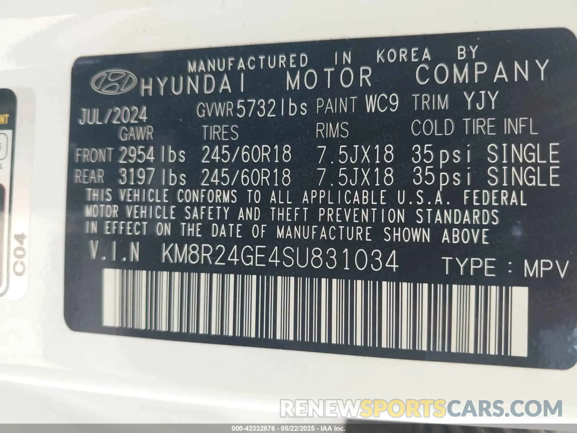 9 Photograph of a damaged car KM8R24GE4SU831034 HYUNDAI PALISADE 2025