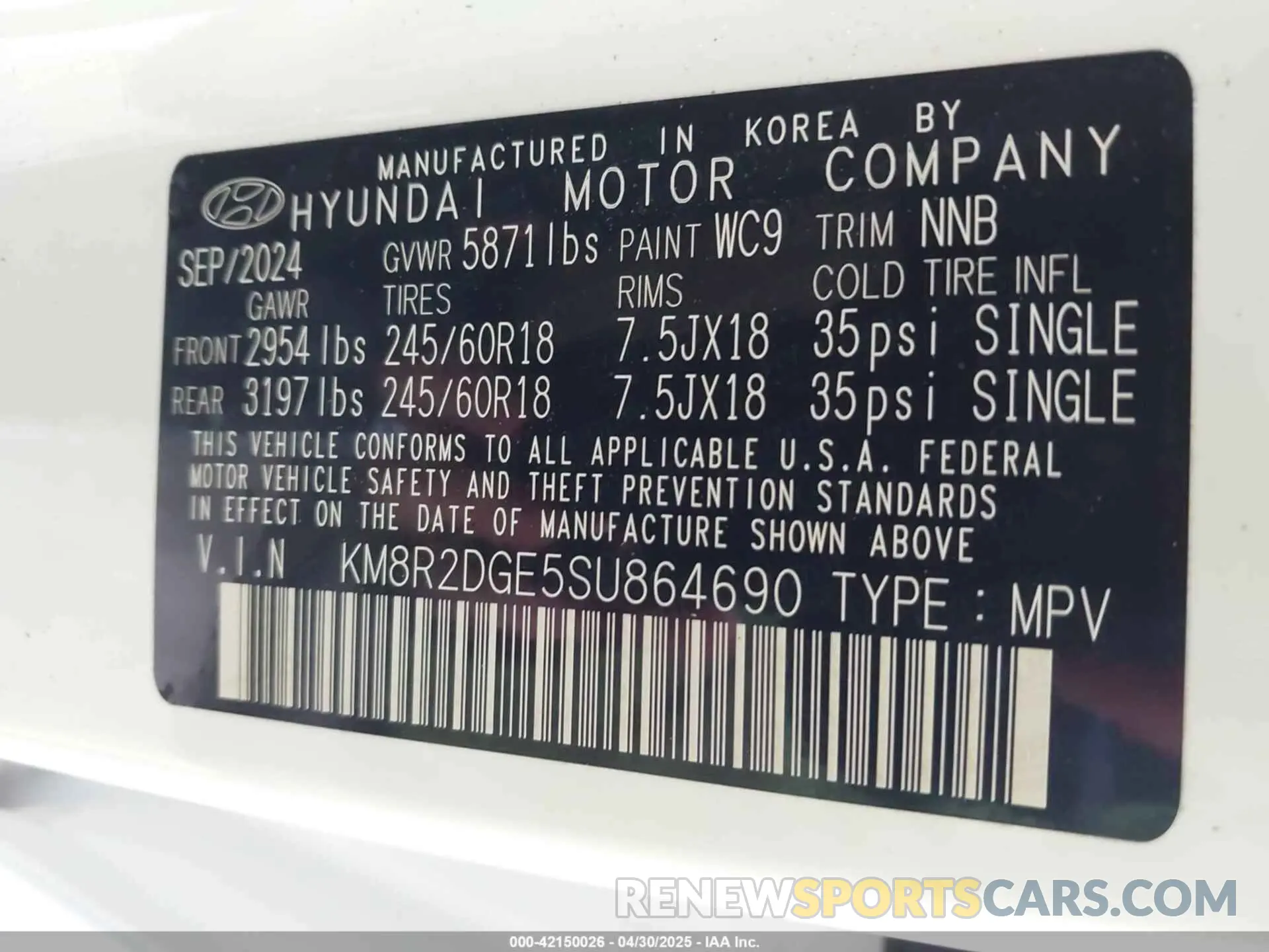 9 Photograph of a damaged car KM8R2DGE5SU864690 HYUNDAI PALISADE 2025
