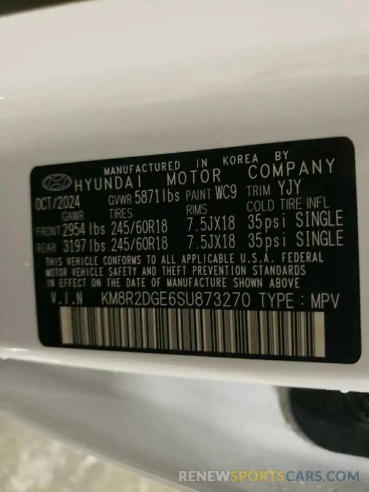 13 Photograph of a damaged car KM8R2DGE6SU873270 HYUNDAI PALISADE 2025
