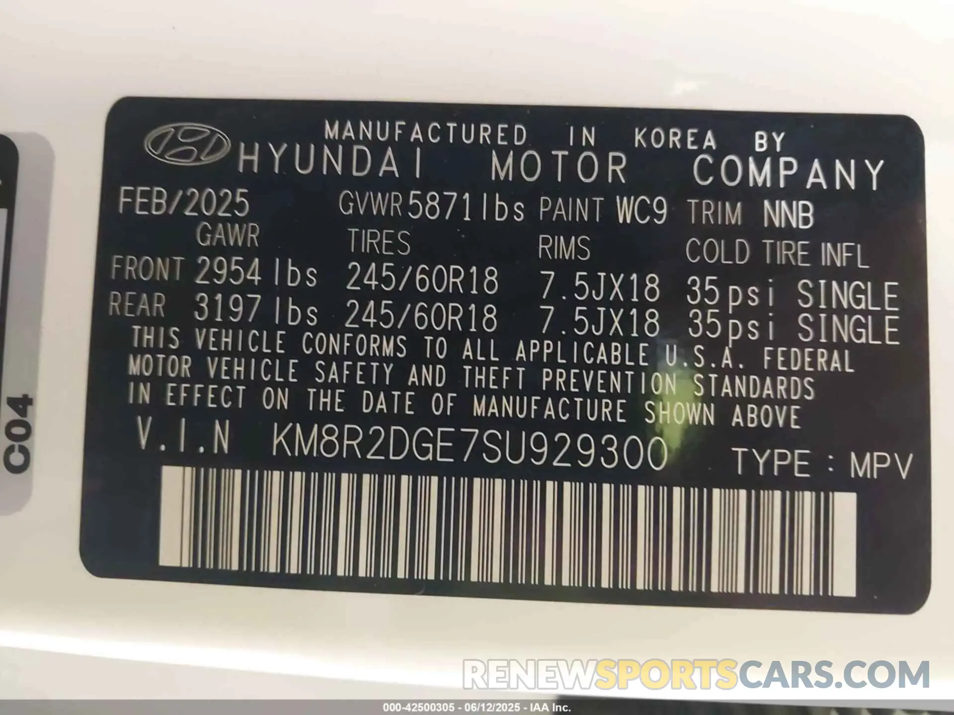 9 Photograph of a damaged car KM8R2DGE7SU929300 HYUNDAI PALISADE 2025