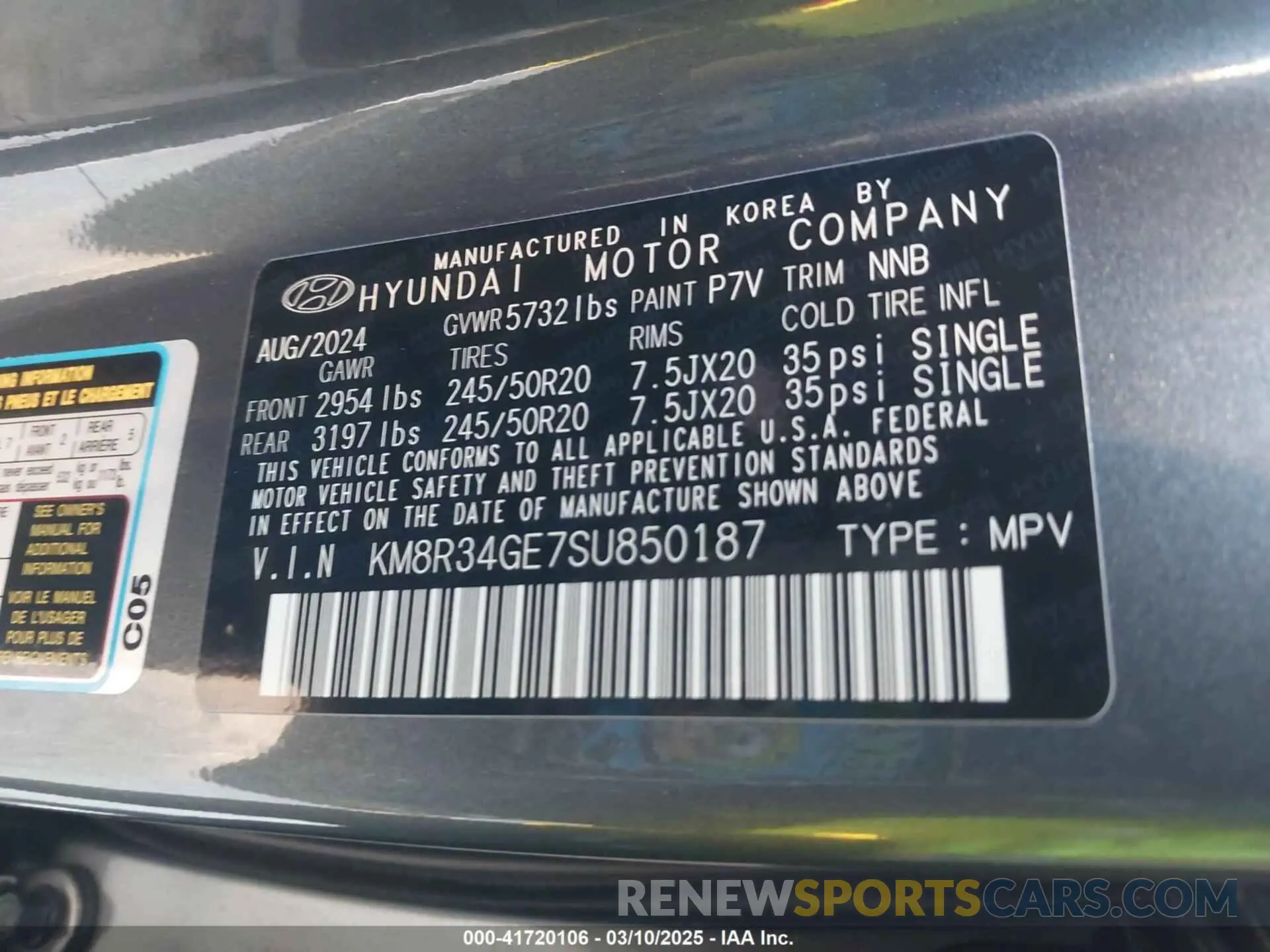 9 Photograph of a damaged car KM8R34GE7SU850187 HYUNDAI PALISADE 2025