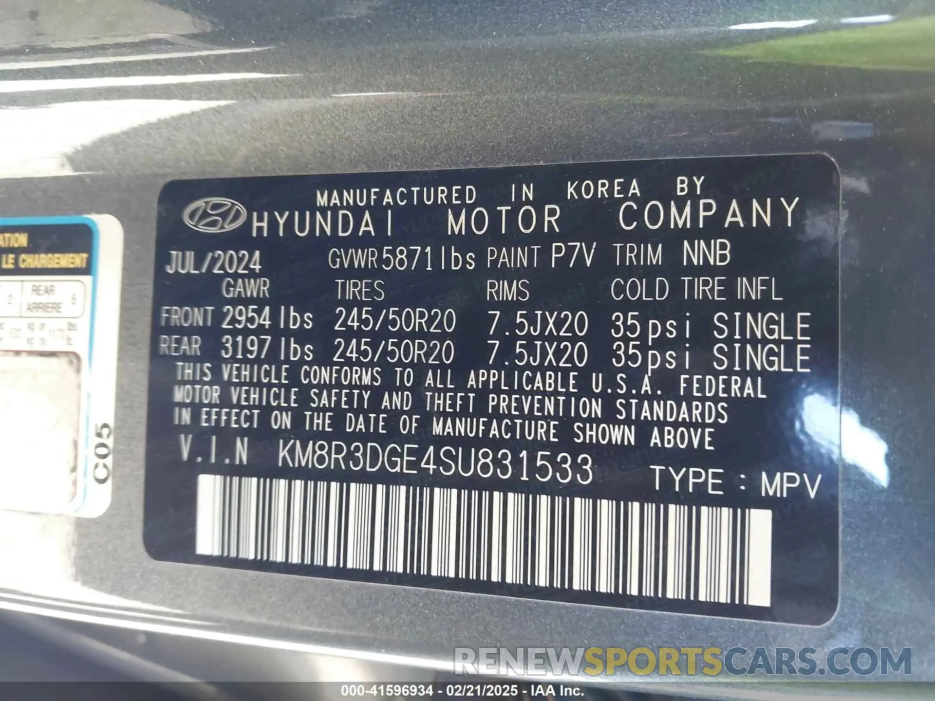 9 Photograph of a damaged car KM8R3DGE4SU831533 HYUNDAI PALISADE 2025