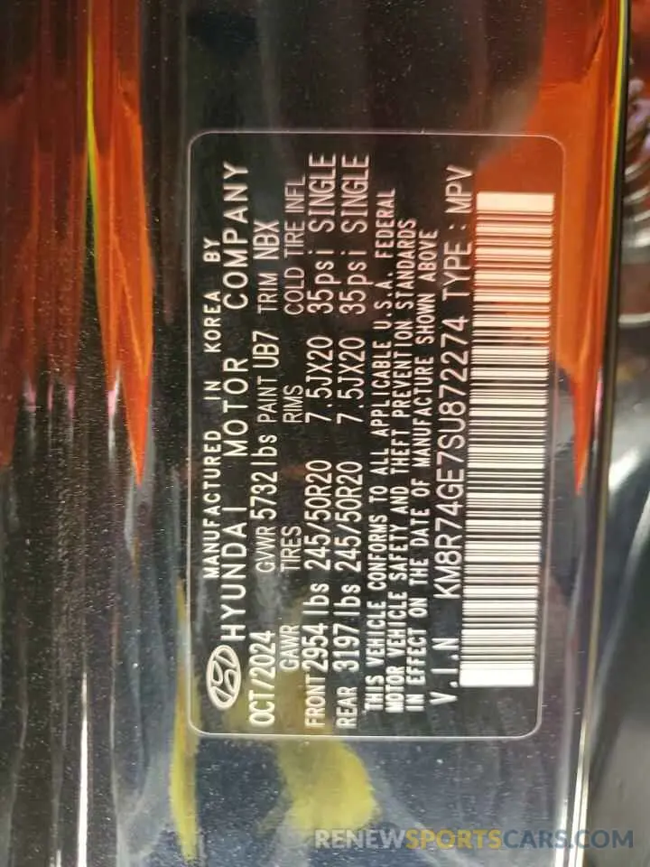 14 Photograph of a damaged car KM8R74GE7SU872274 HYUNDAI PALISADE 2025