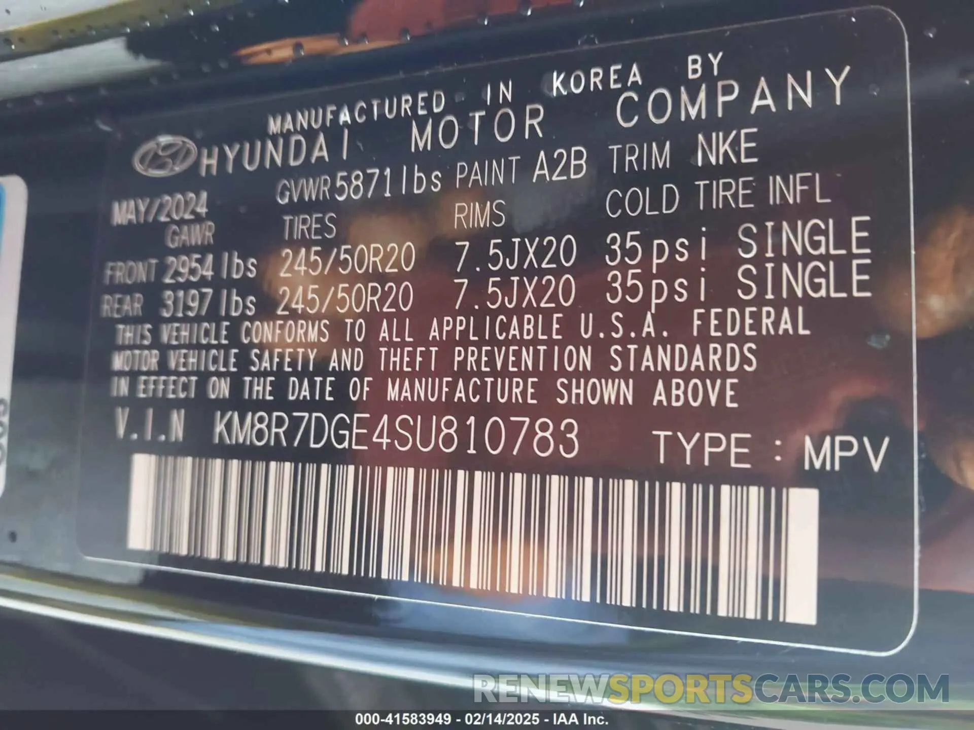 9 Photograph of a damaged car KM8R7DGE4SU810783 HYUNDAI PALISADE 2025
