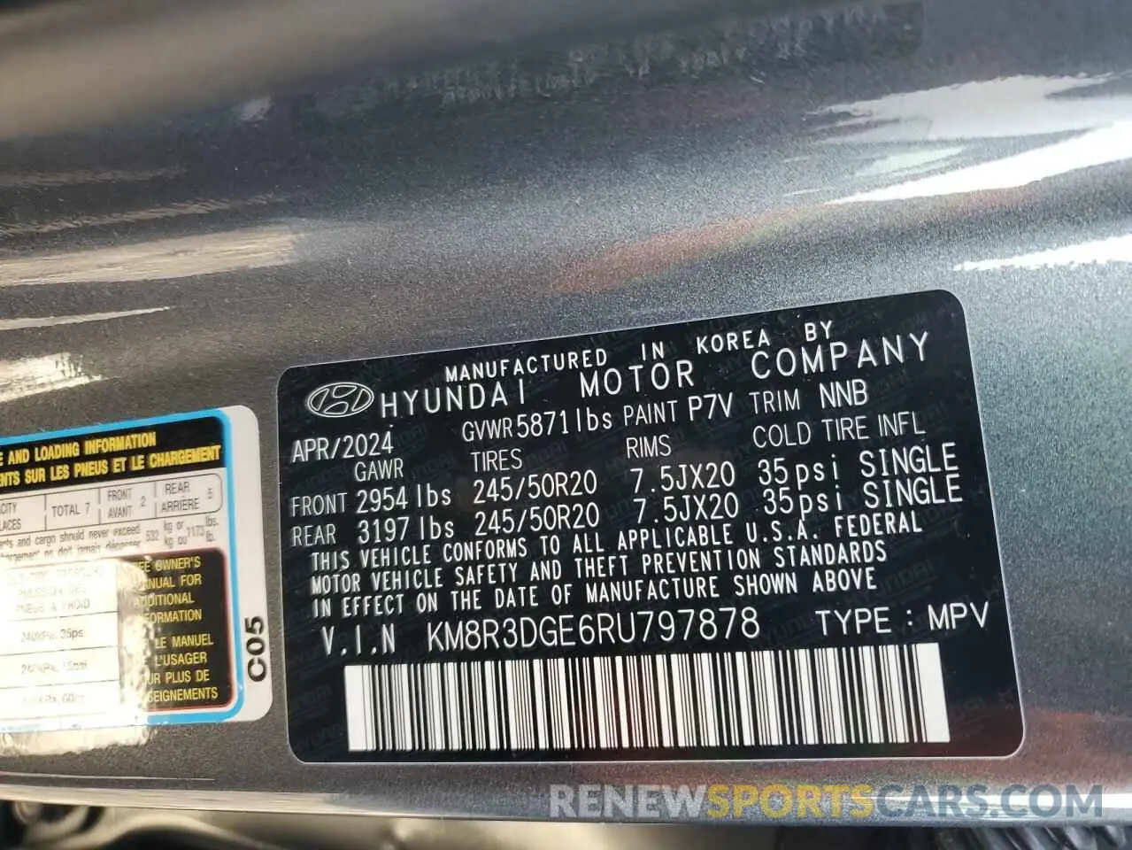 13 Photograph of a damaged car KM8R3DGE6RU797878 HYUNDAI PALISADE X 2024