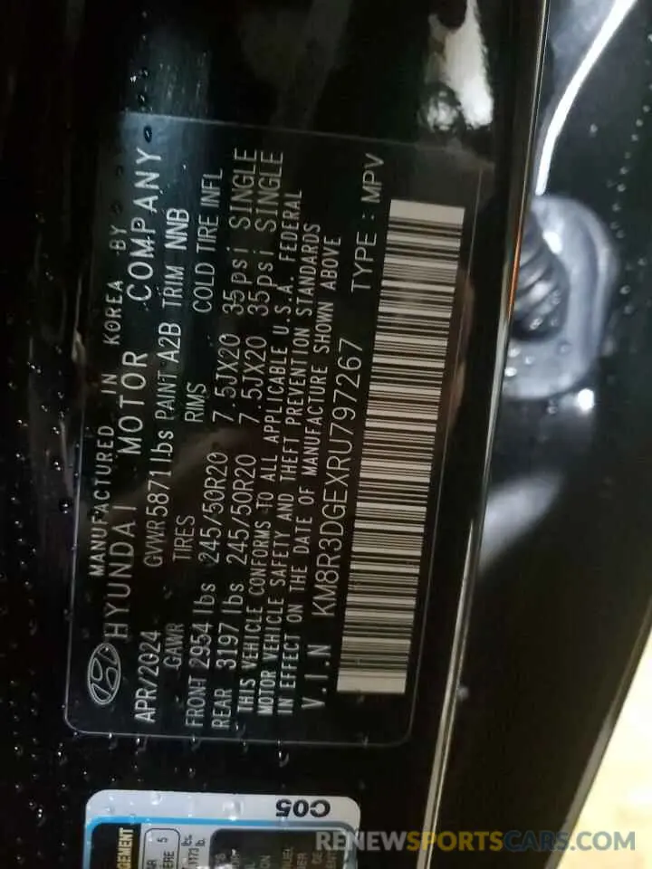14 Photograph of a damaged car KM8R3DGEXRU797267 HYUNDAI PALISADE X 2024