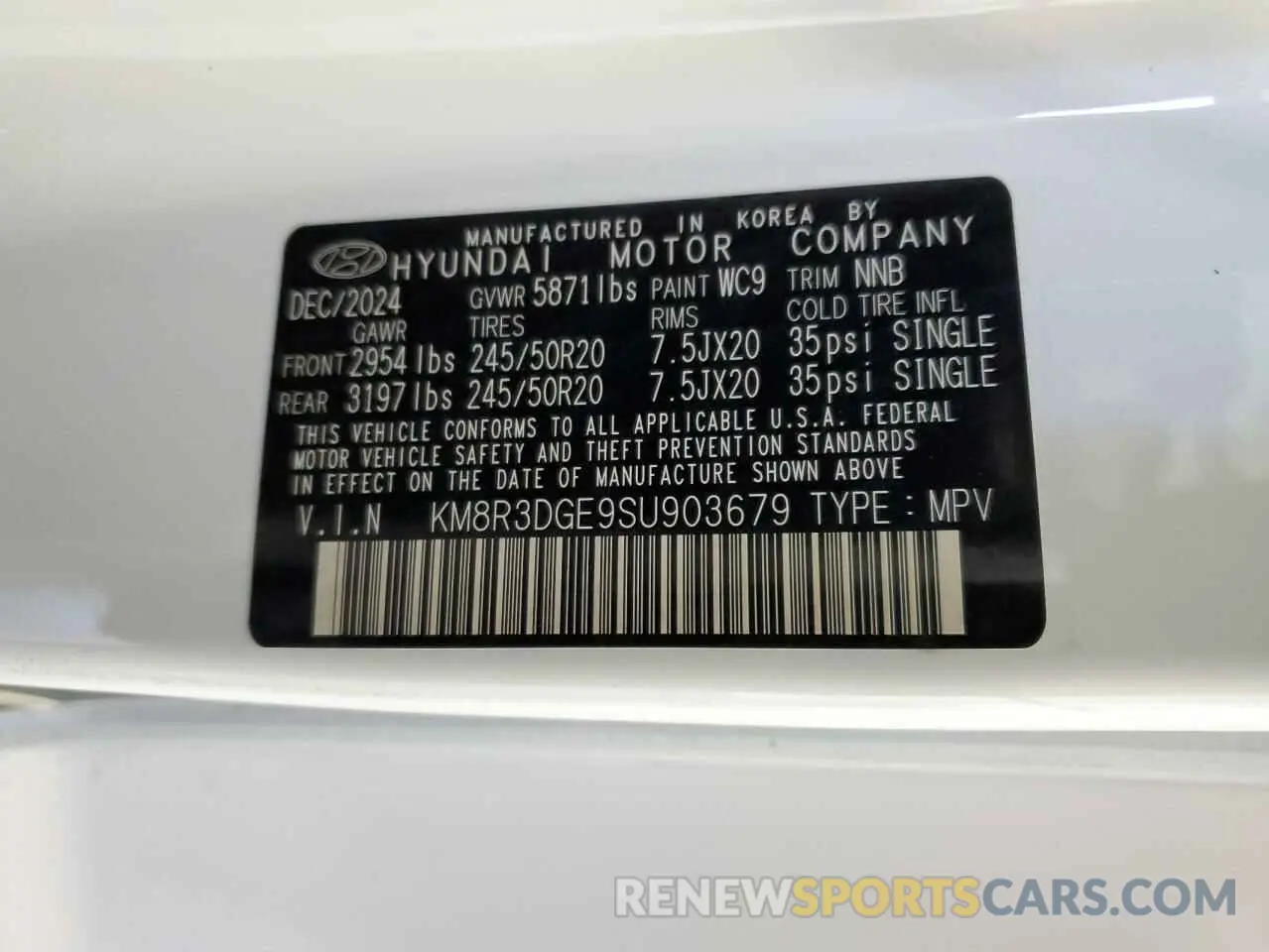 14 Photograph of a damaged car KM8R3DGE9SU903679 HYUNDAI PALISADE X 2025