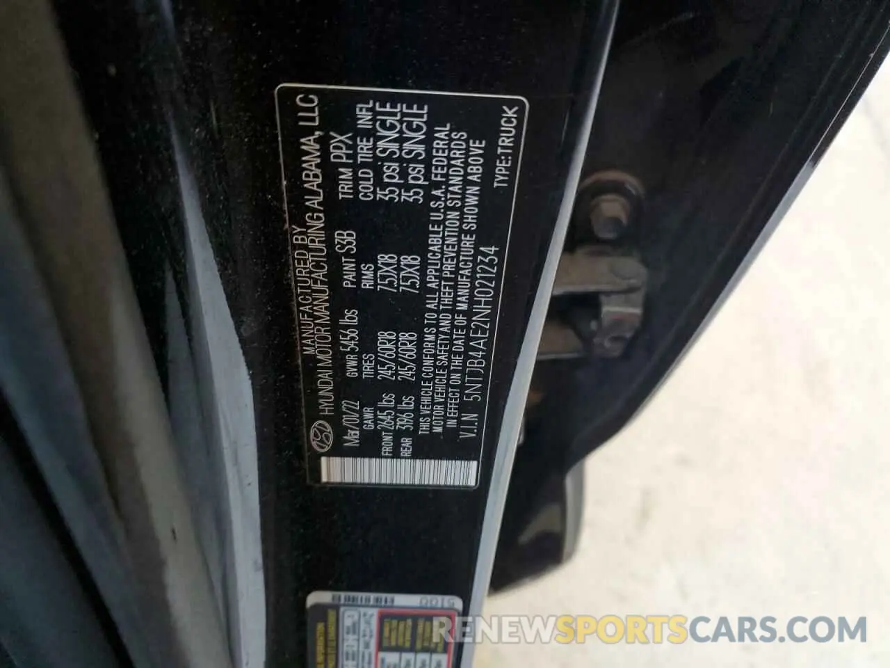 12 Photograph of a damaged car 5NTJB4AE2NH021234 HYUNDAI SANTA CRUZ 2022